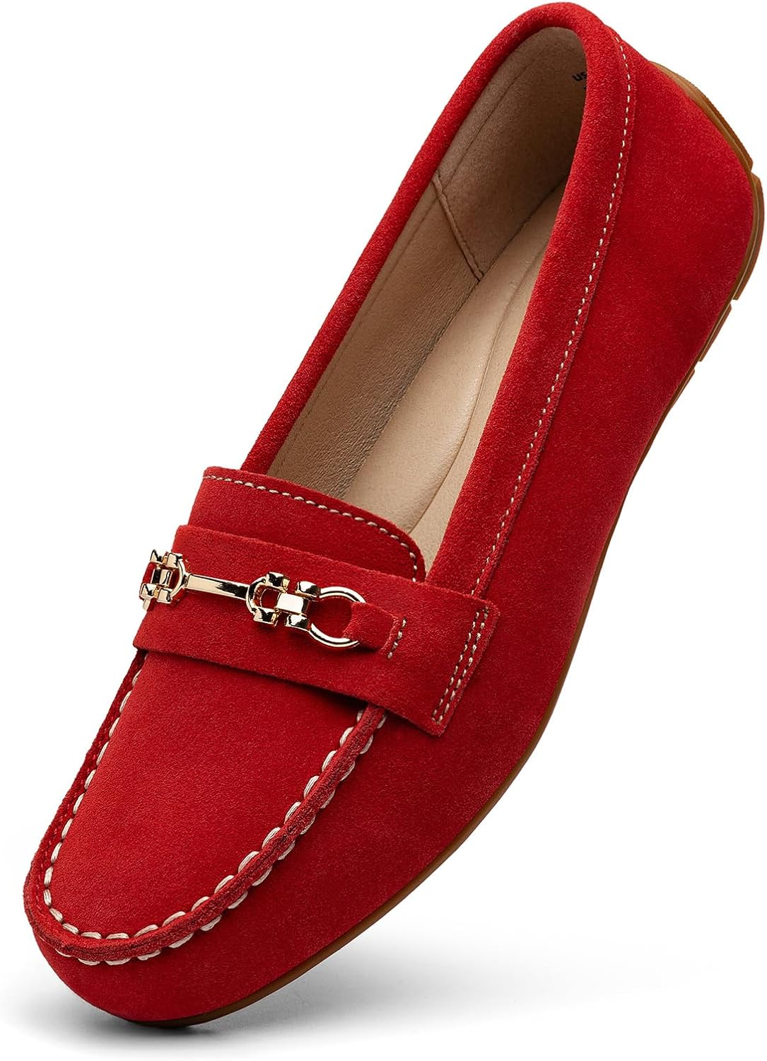 KORDAL Women's Comfortable & Lightweight Suede Leather Loafers Slip-Ons Driving Mocs Walking Shoes Cute Business Casual Dress Shoes Work Flats for Women