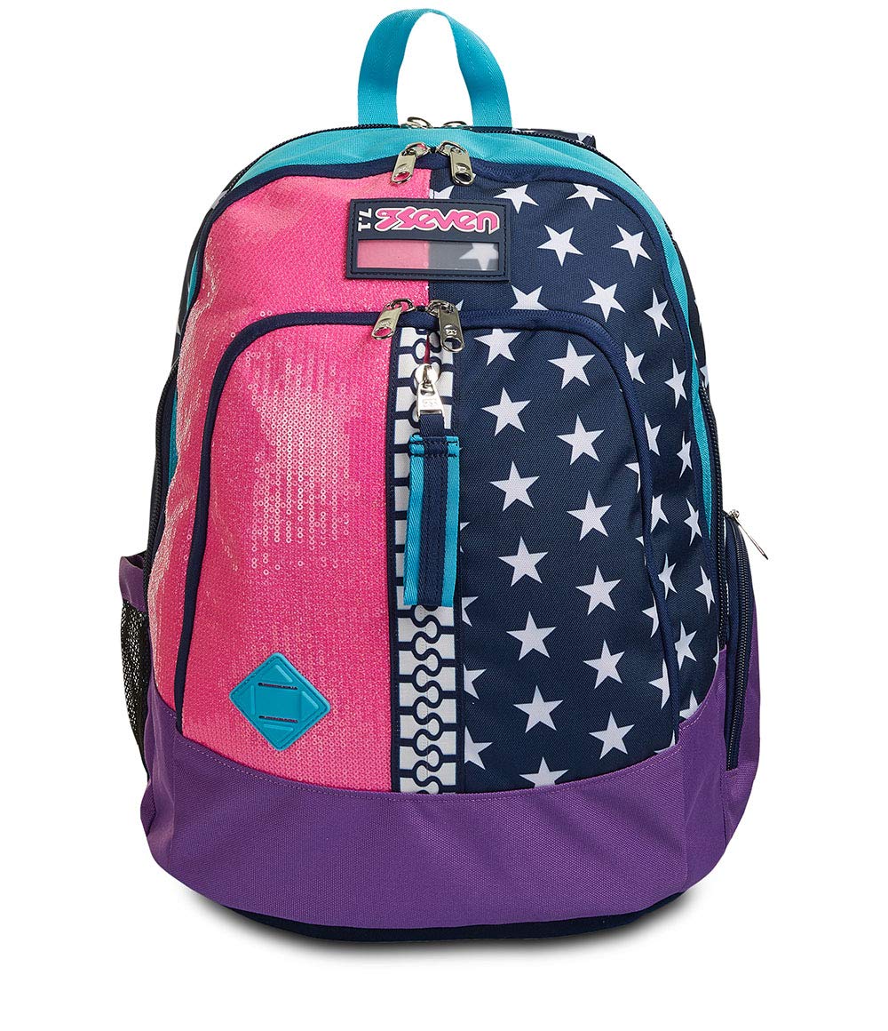 Seven Zaino Advanced Plus Viola Purple Spot - 29L - Zaino Scuola Medie E Superiori Con Organizer E Porta Borraccia - 2