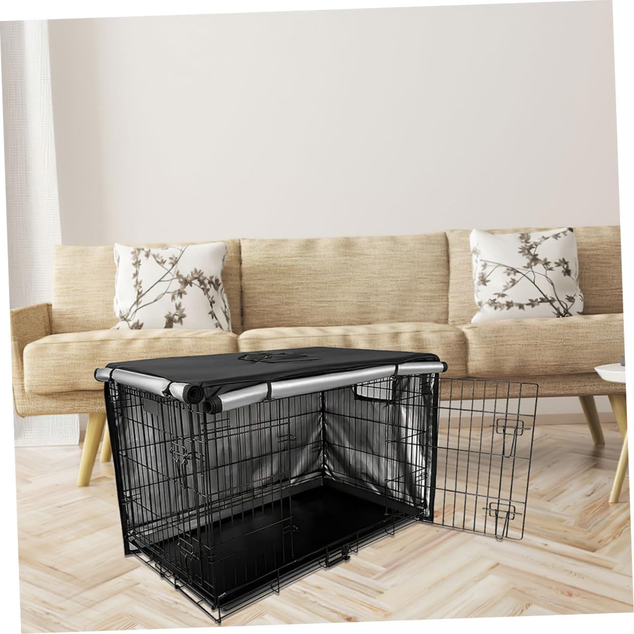 Oxford Dog Crate Cover with Double-Sided Openings Indoor Outdoor Dog Cage Protector Privacy Kennel Cover for Comfortable Pet Shelter Fits Crates