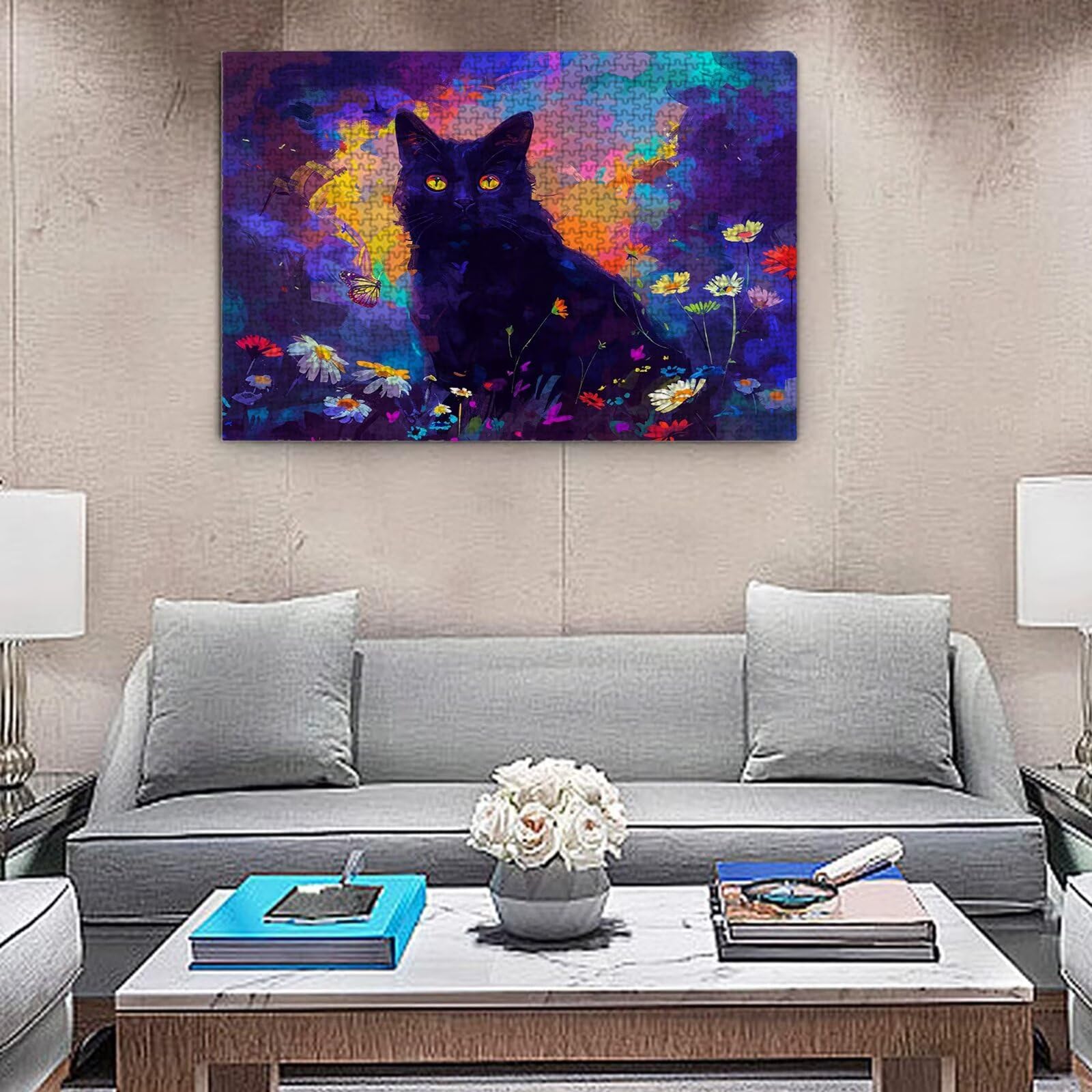 Puzzle dla dorosłych, 6000 sztuk, trudne drewniane puzzle, gra, gra logiczna, gra ręczna, dekoracja rodzinna, kreatywna rozrywka, prezent 105 x 179 cm kot kwiaty 5 K0F-861