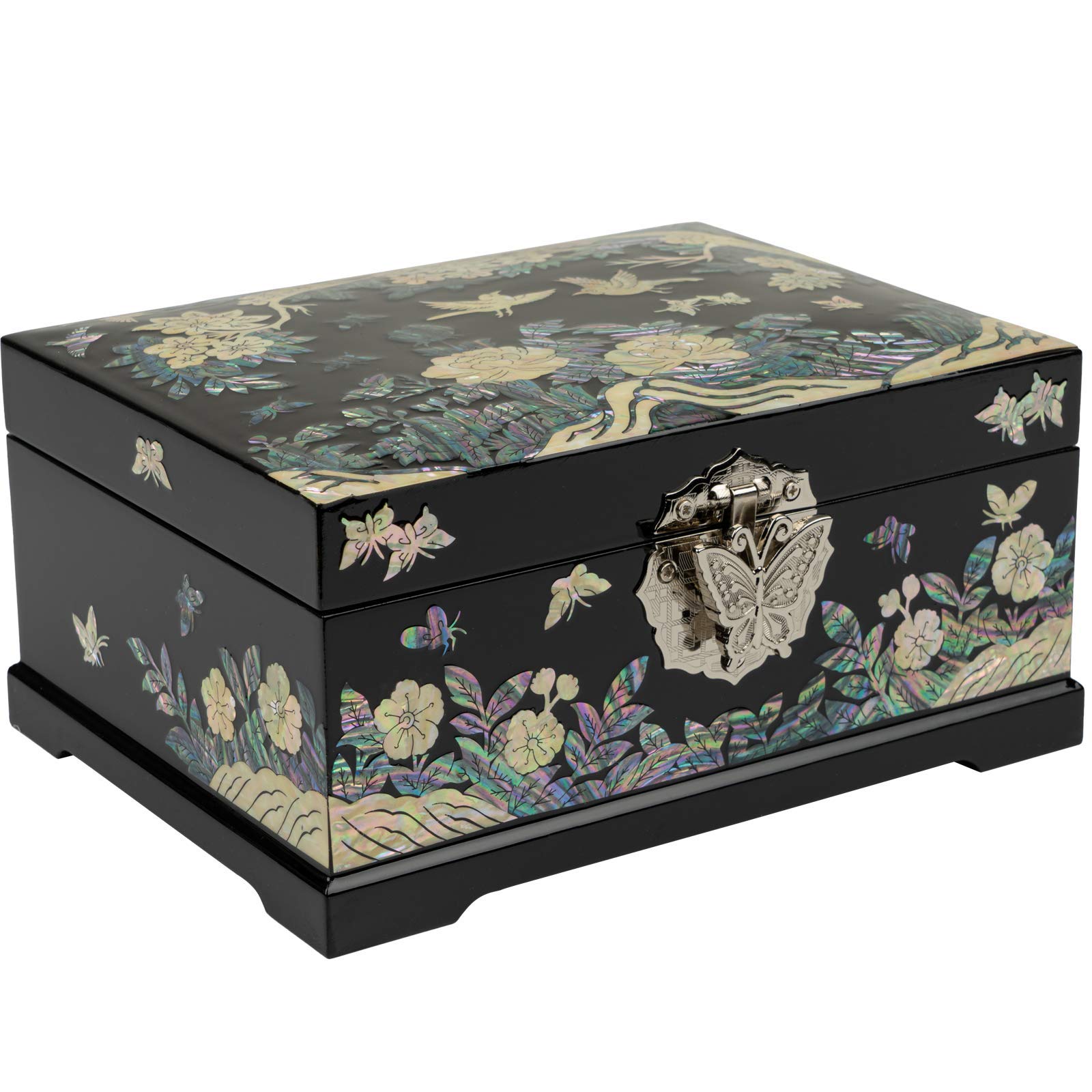 February Mountain Mother of Pearl - Scatola decorativa per gioielli a due livelli, fatta a mano, arte coreana, regalo per le donne