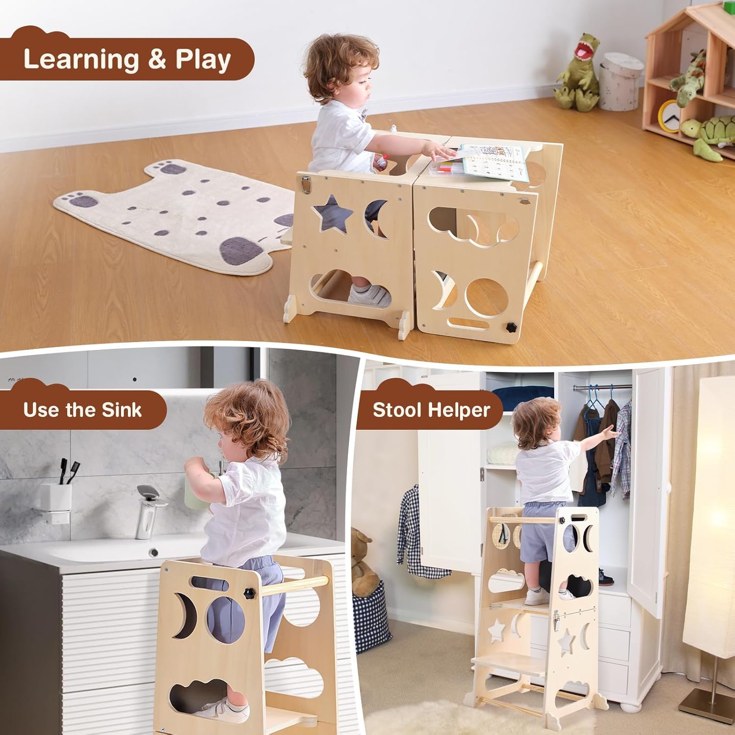 Torre de Aprendizaje Montessori ATAA Stool con Taburete Extraíble