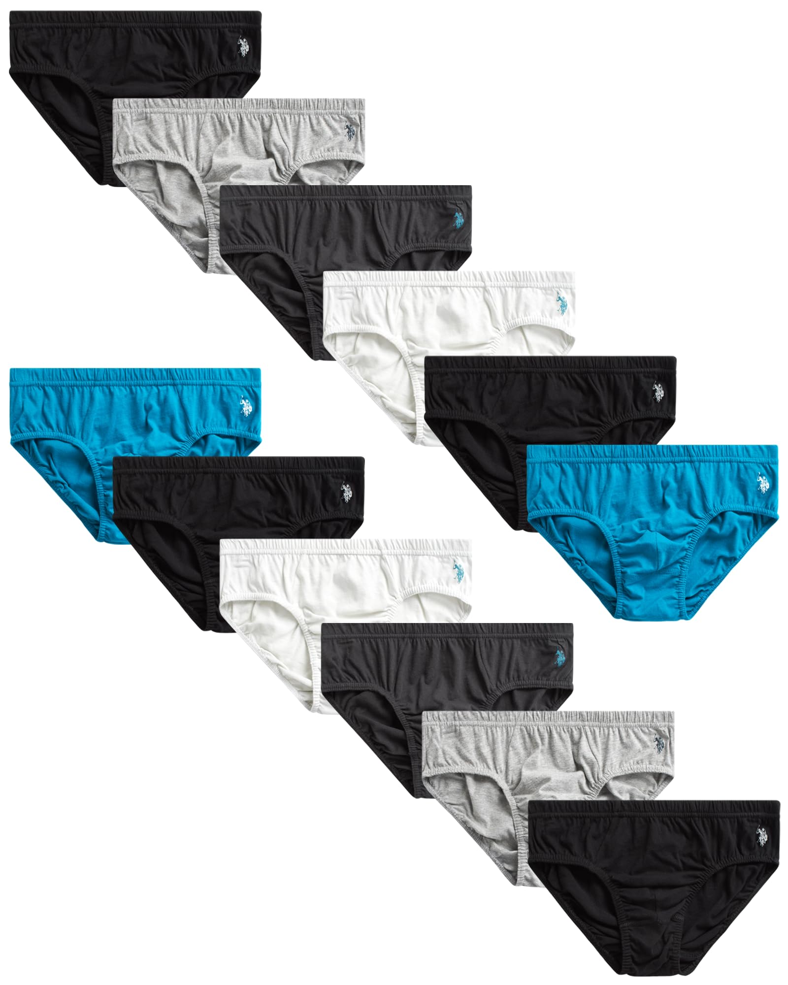 U.S. Polo Assn.Men's Low Rise Briefs - 12 Pack Tagless Soft Breathable Cotton Underwear for Men (Sizes S-XL)