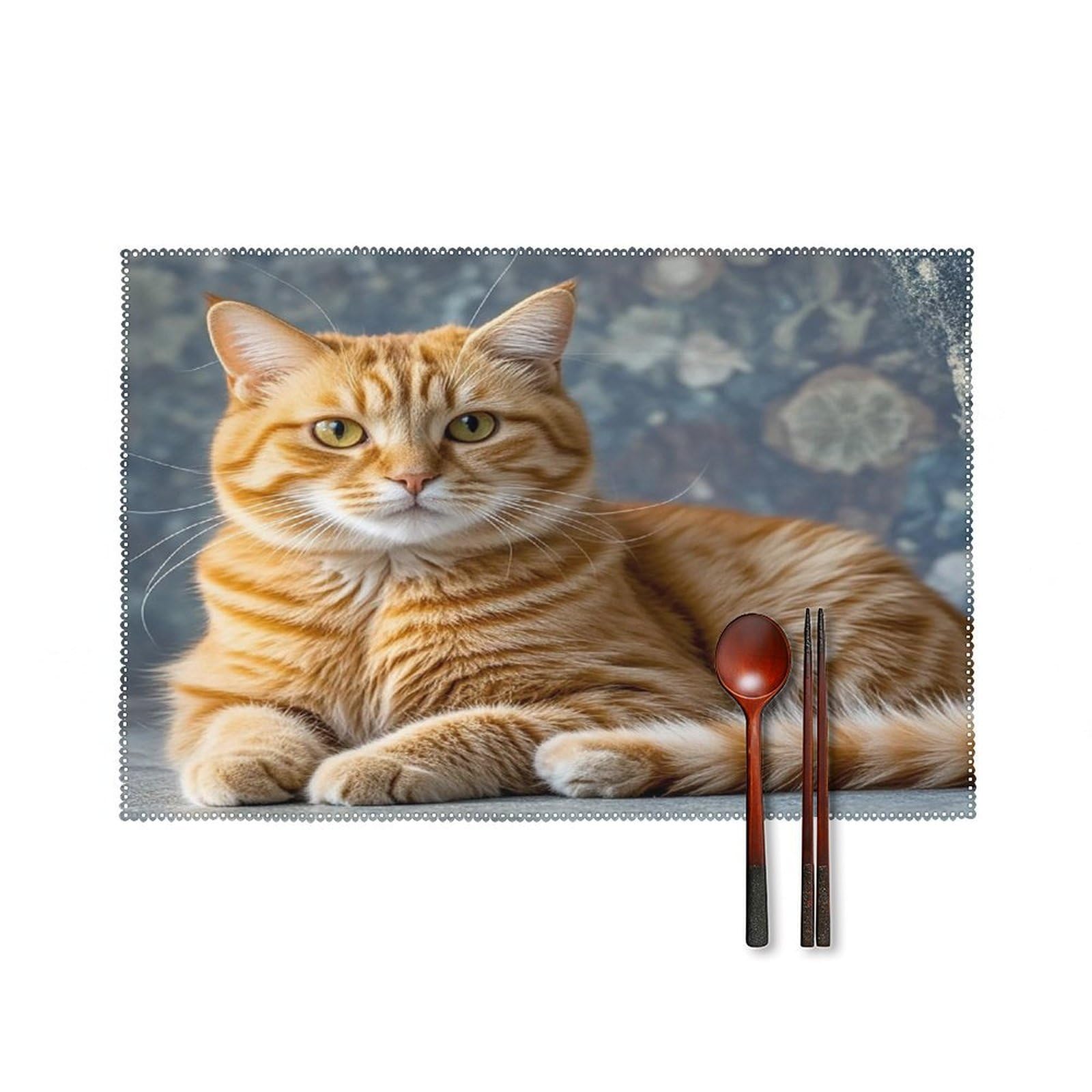 Cat Placemats Set of 6 Washable Farmhouse Dining Table Mat Non Slip Heat Resistant Non-Slip Place Mats Easy Clean Table Protective Placemats for Indoors & Outdoors
