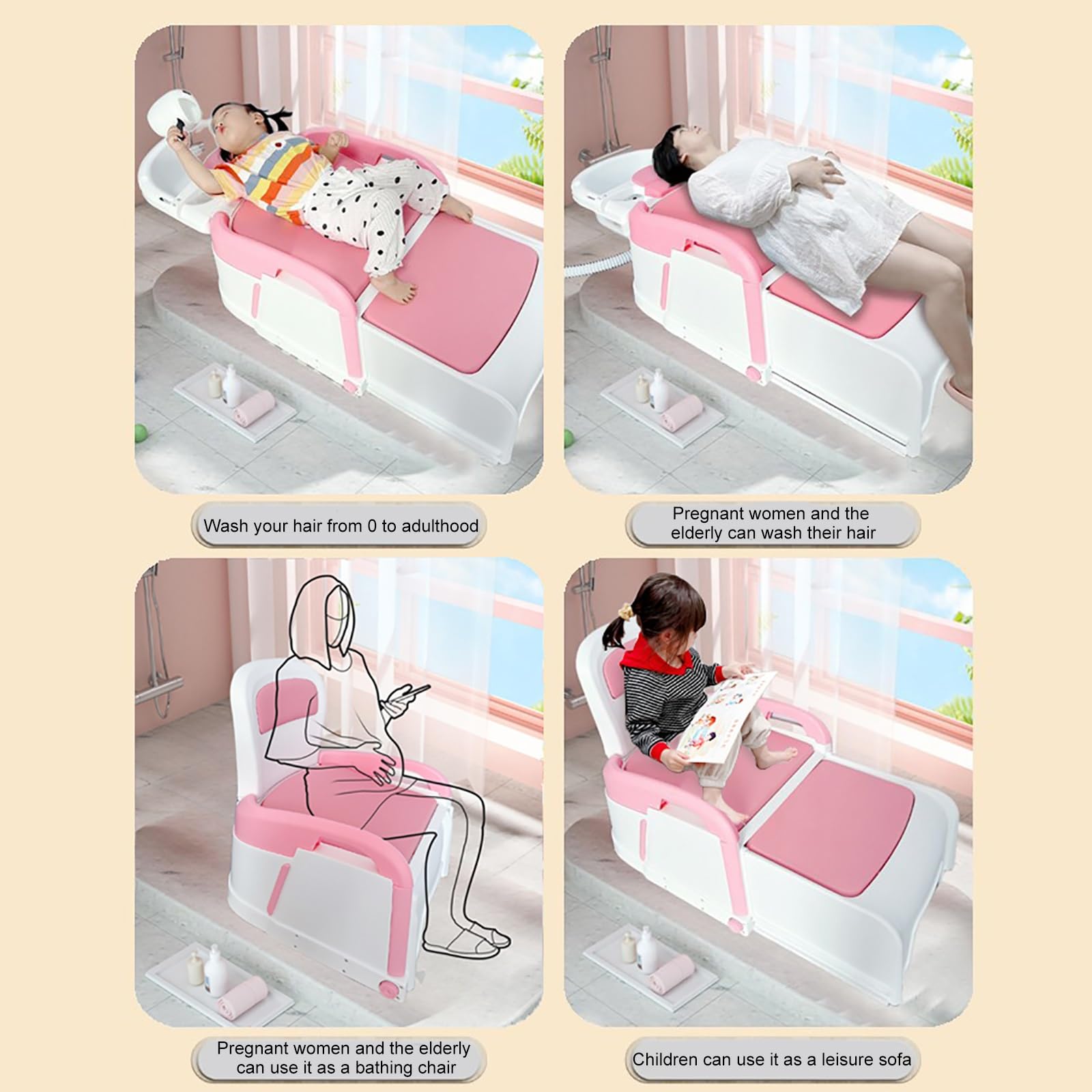 Lavacabezas Peluqueria Reclinable Plegable para Champú, Lavabo, Silla Portátil para el Hogar, Grifo Lavacabezas Peluqueria para Baño e Inodoro