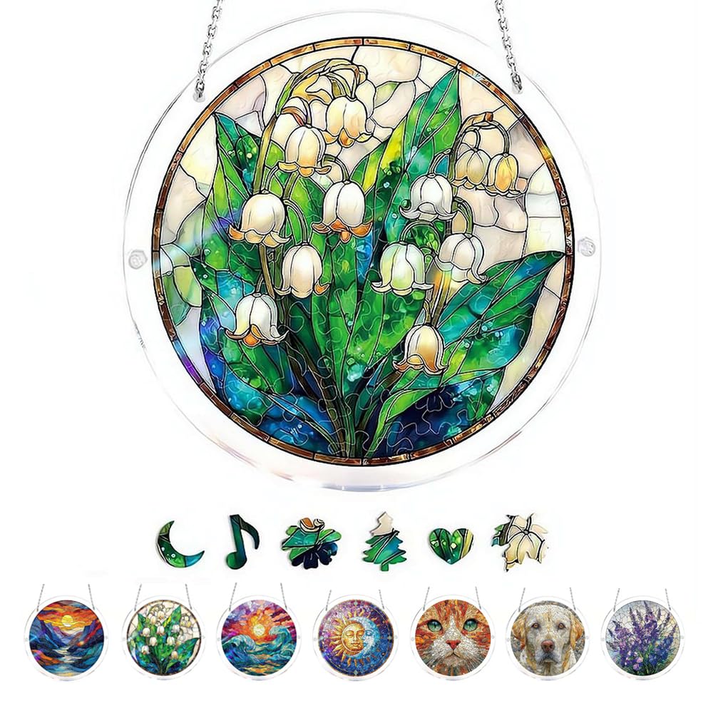 Acrylic Puzzles Suncatcher Window Hanging, Acrylic Puzzle for Adult, 83 Pieces Acrylics Jigsaw Puzzle Suncatcher, Colorful Flame Hummingbird Sun Catchers Window Hanging Panel (Style F) — view 16