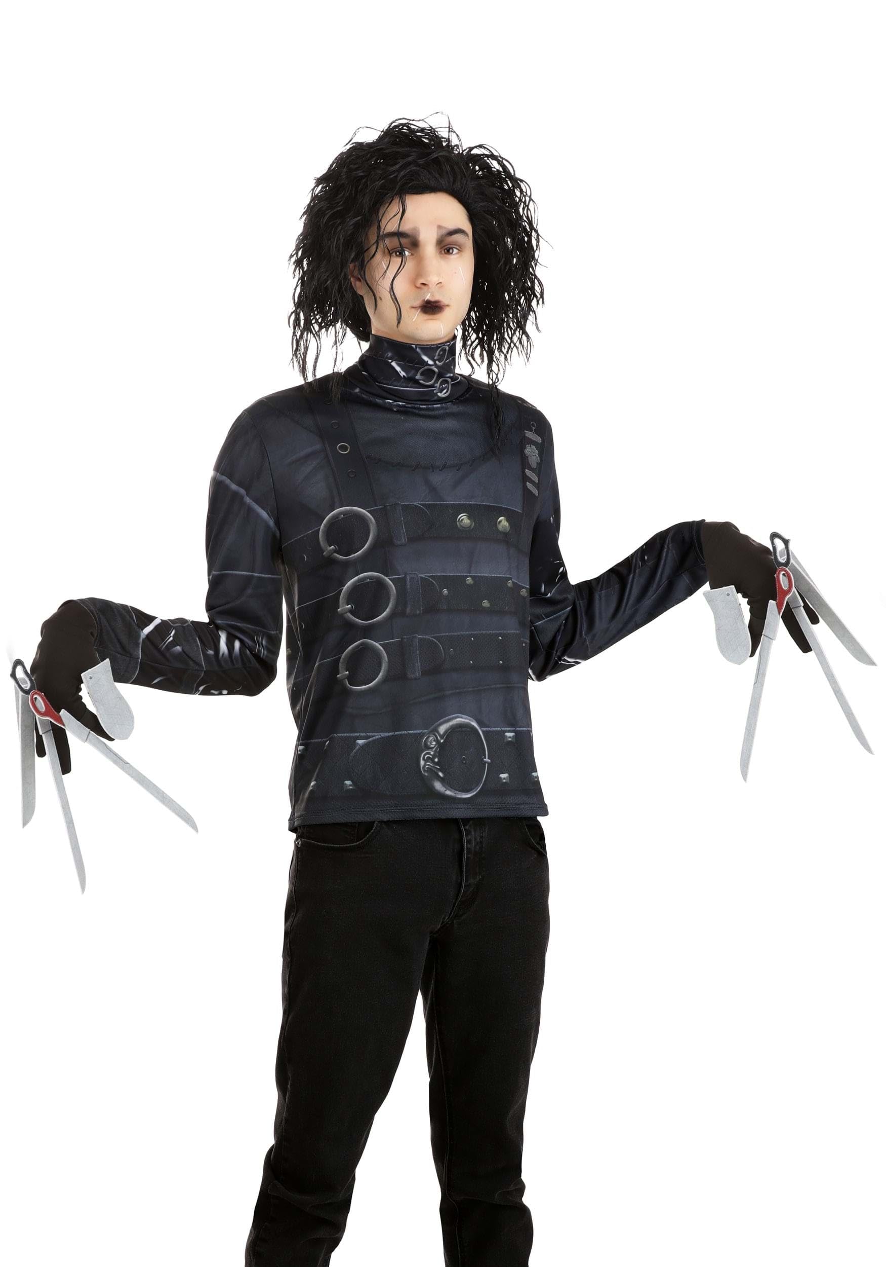 Edward Scissorhands Adult Men's Costume with Gloves with Scissors and Wig