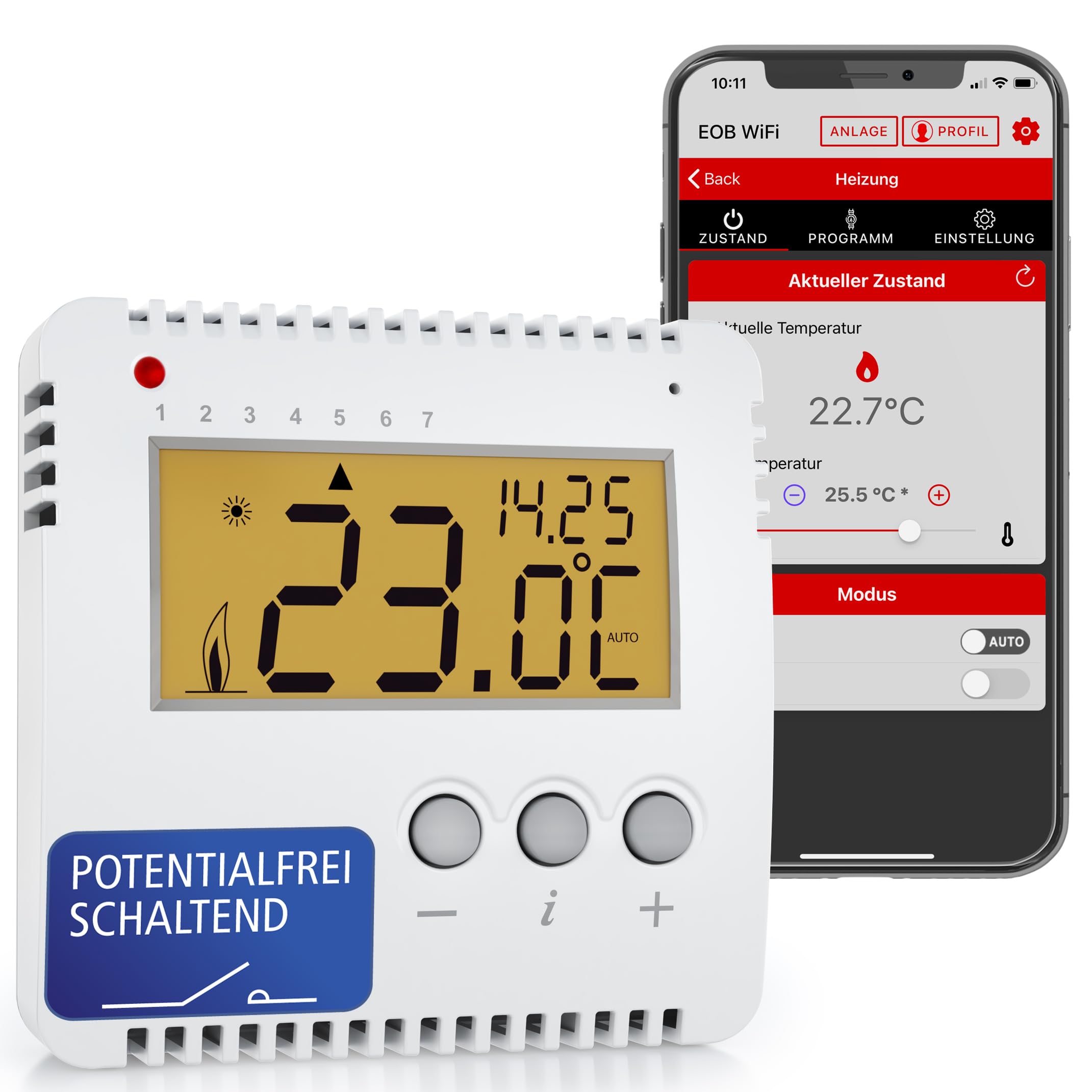 ELEKTROBOCK PT14-NP-P WiFi – inteligentny termostat pokojowy WLAN 230 V – sterowanie ogrzewaniem za pomocą aplikacji – montaż natynkowy – 16 A bez potencjałów – regulowane programy tygodniowe i