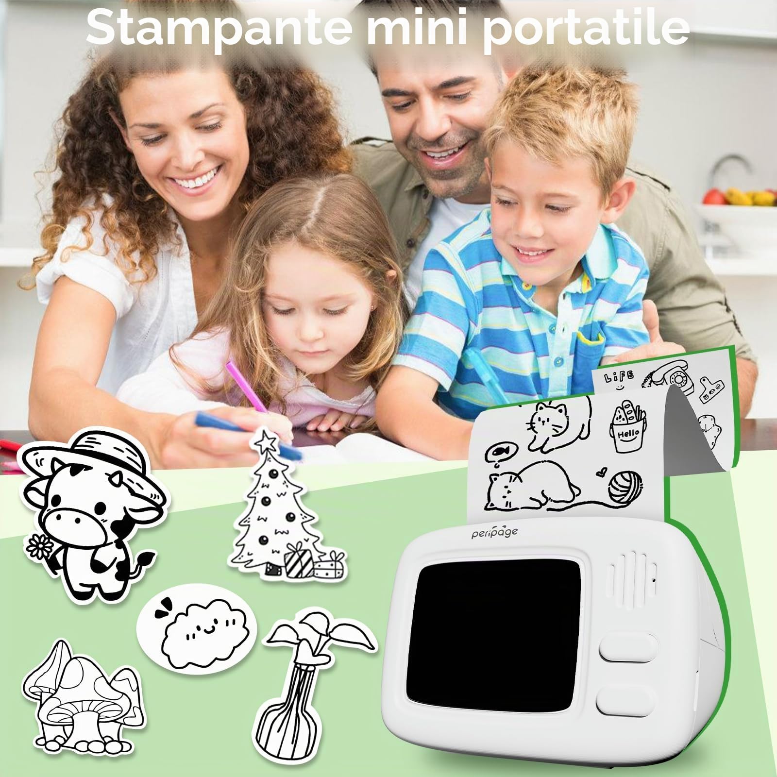 PeriPage Mini Stampante Portatile Termica A2 Bluetooth per Foto Appunti Diario