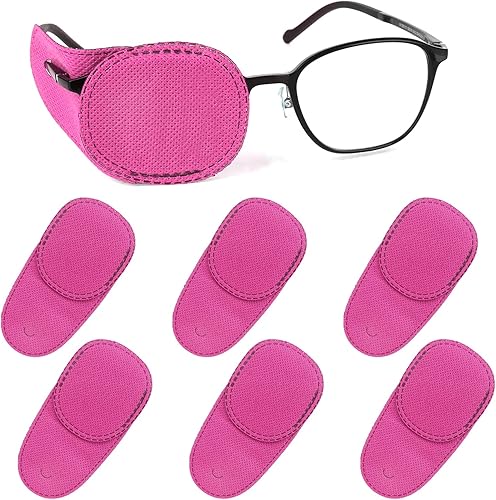 6 parches para ojos, parches reutilizables no tejidos para adultos y niños, ojo perezoso, ambliopía, estrabismo (rosa)