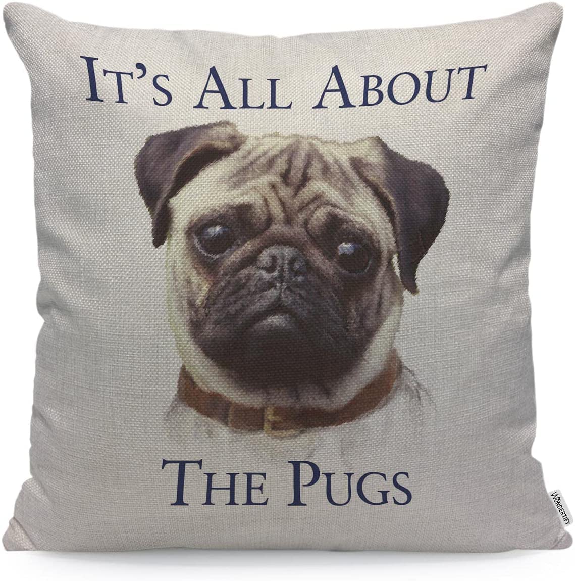 Yingd Pug Dog Cushion Cover Lettering It's All About The Pugs Throw Pillow Covers Cushion Case For Couch Home Decor A 45Cm*45Cm