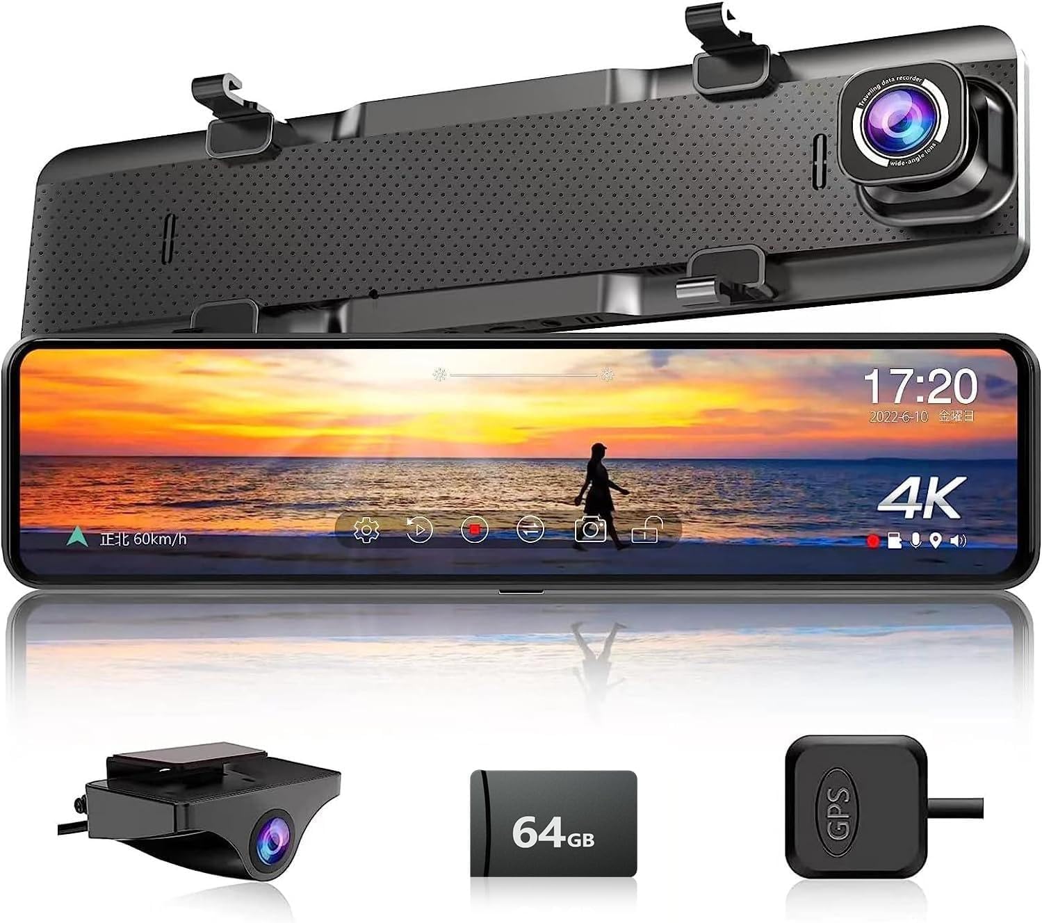 Amazon.co.jp: JADOドライブレコーダー ミラー型 4K録画 ドラレコ 後 