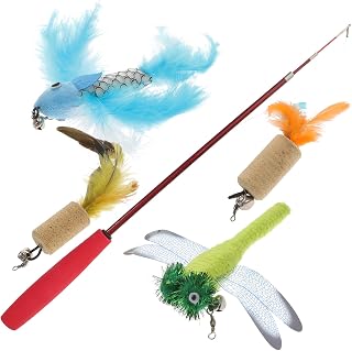 CIYODO 1 Conjunto De Brinquedos Para Gatos Brinquedos Para Gatos Internos Brinquedos Para Gatinhos Para Gatos Vara De Pesca Varinha De Gato Brinquedos Para Gatos Internos