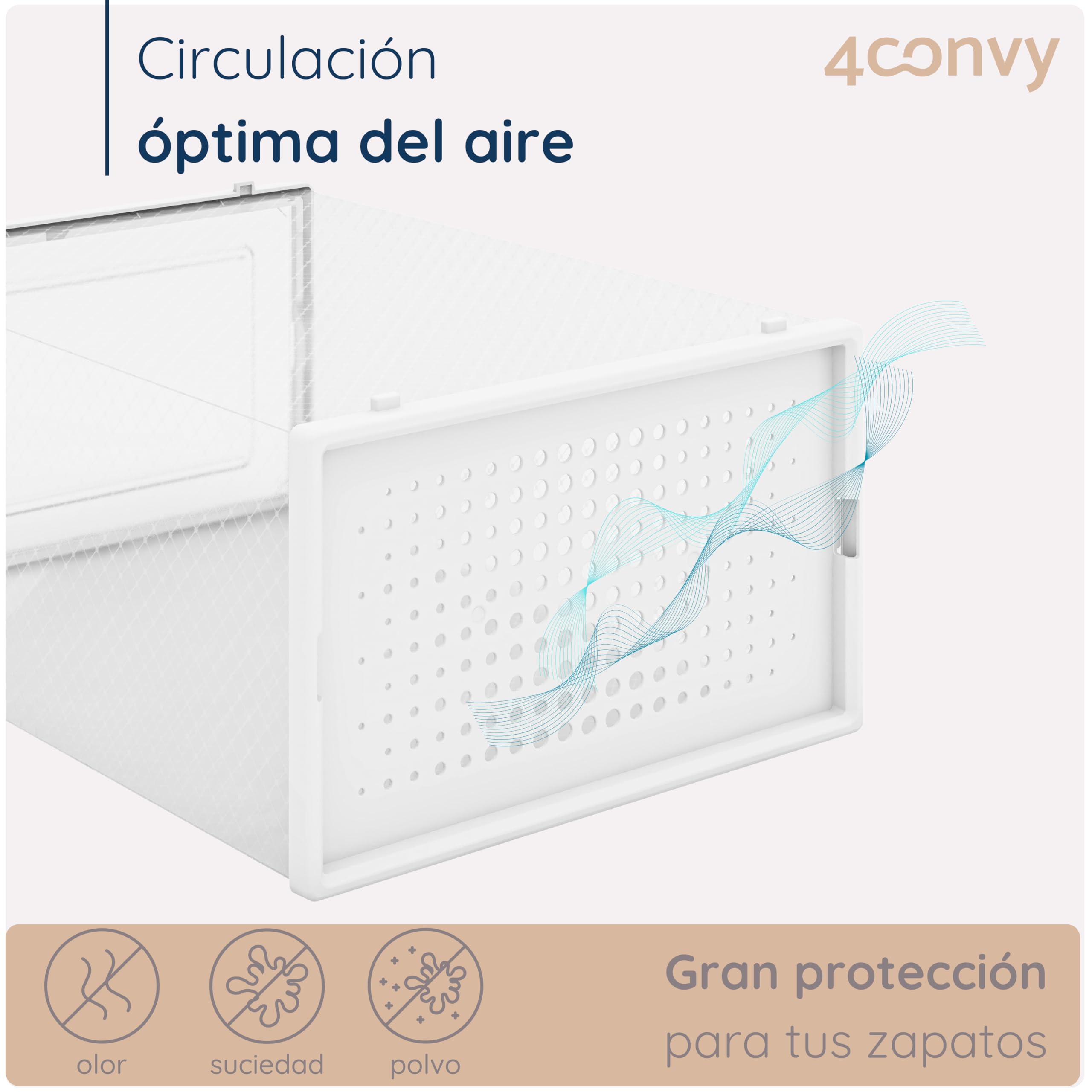 4CONVY Cajas de zapatos apilables plegables - Cajas de almacenamiento de zapatos duraderas - Organizador de zapatos - Cajas transparentes de plástico para armario dormitorio pasillo 6 unidades