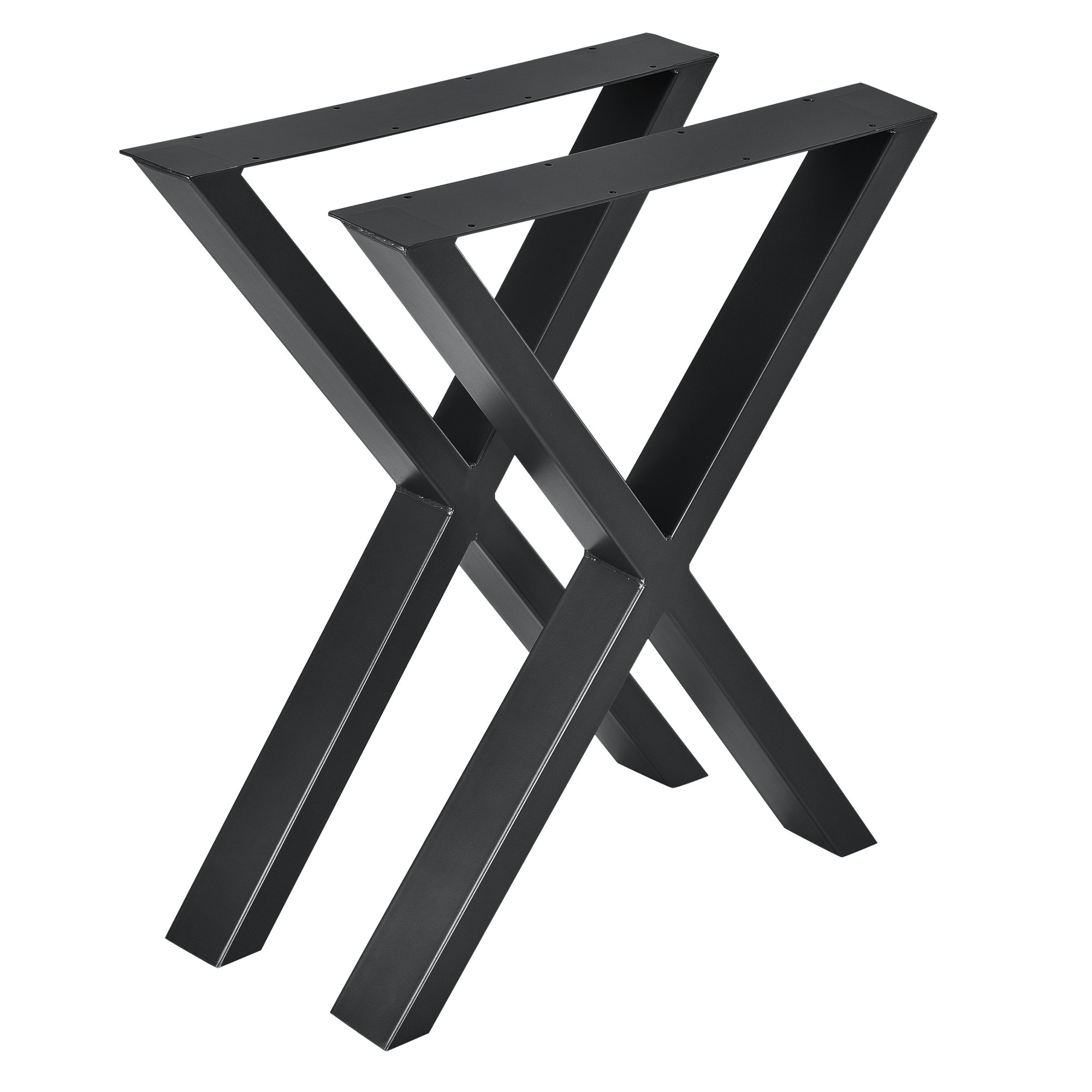 [en.casa] Juego de 2 patas de acero para muebles de bricolaje, 59 x 72 cm, patas DIY en forma de X, para mesa, mostrador, incluye almohadillas de fieltro – Negro