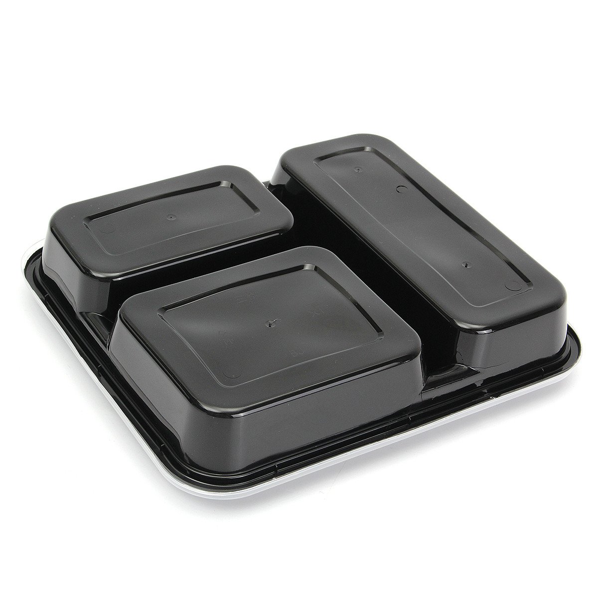 20Pcs Contenedor De Almacenamiento De Preparación De Comida De Plástico Almuerzo Caja De Comida 3 Compartimentos Apto Para Microondas