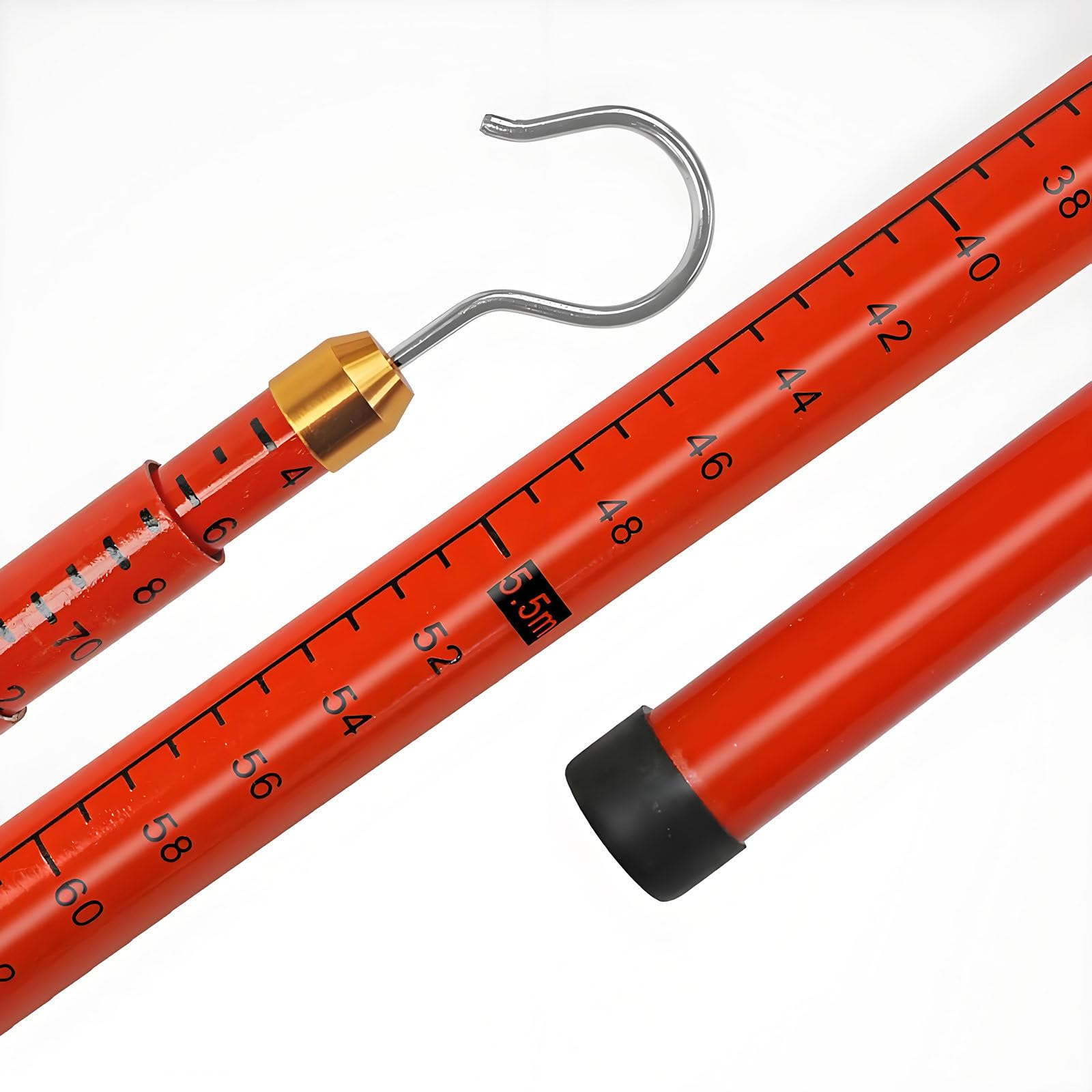 Zykuosus Orange Telescopic Measuring Ruler,Epoxy Resin Height Stick For Live Power Lines And Construction Lineman W/Hook ( 15M/49.2Ft)