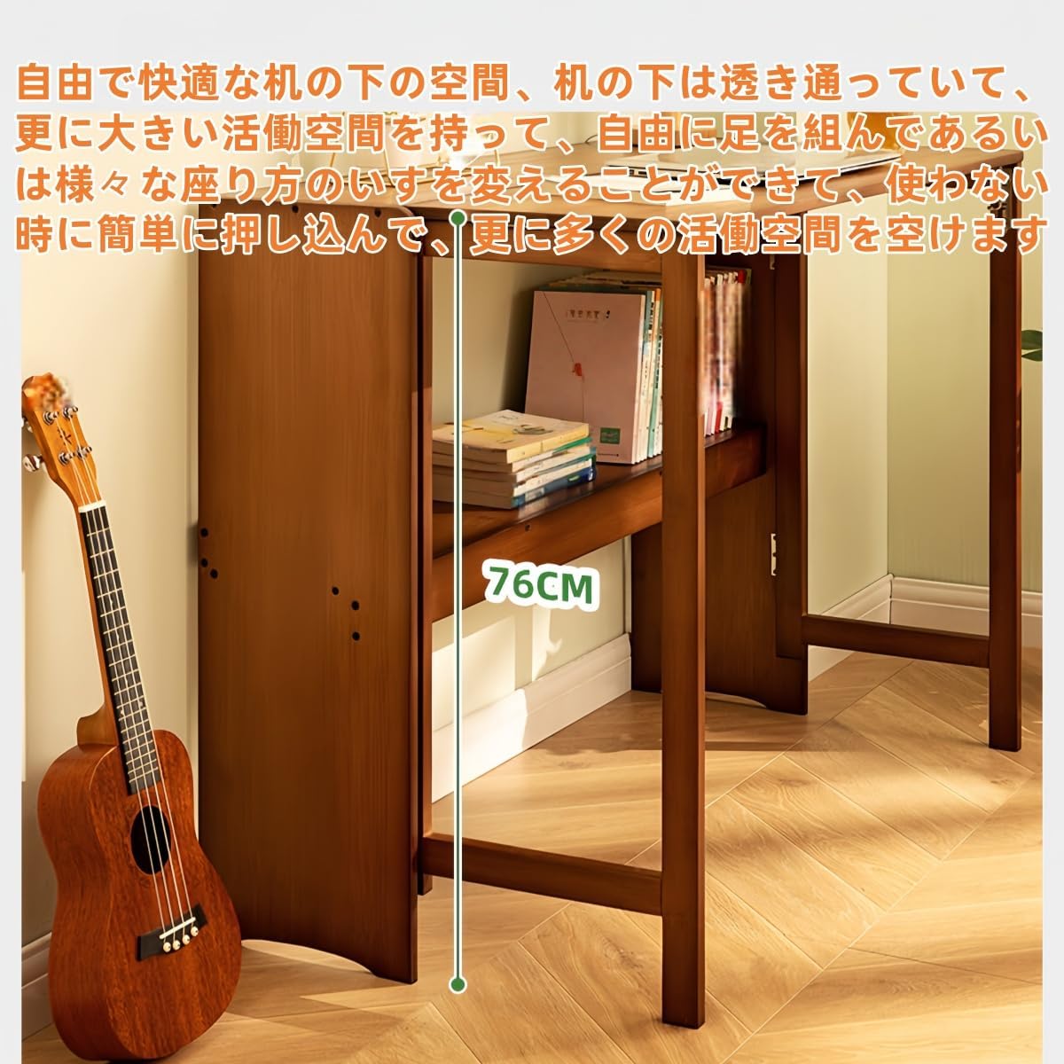 家庭用折りたたみデスク 学生学習机 パソコン卓 80/100cm 原色/茶色 簡易セット (茶色,54*76*103CM)