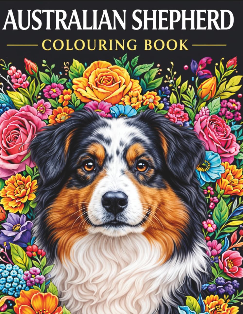 Australian Shepherd Colouring Book: 50 Aussie Dog Adult and Puppy Colouring Pages (Dog Breed Colouring Books)