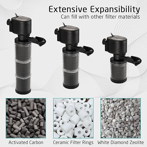 Miniatura 7 de XpertMatic - Filtro de acuario para tanque de 120-170 galones, filtro interno para tanque de peces con bomba de agua, filtro de esponja bioquímica
