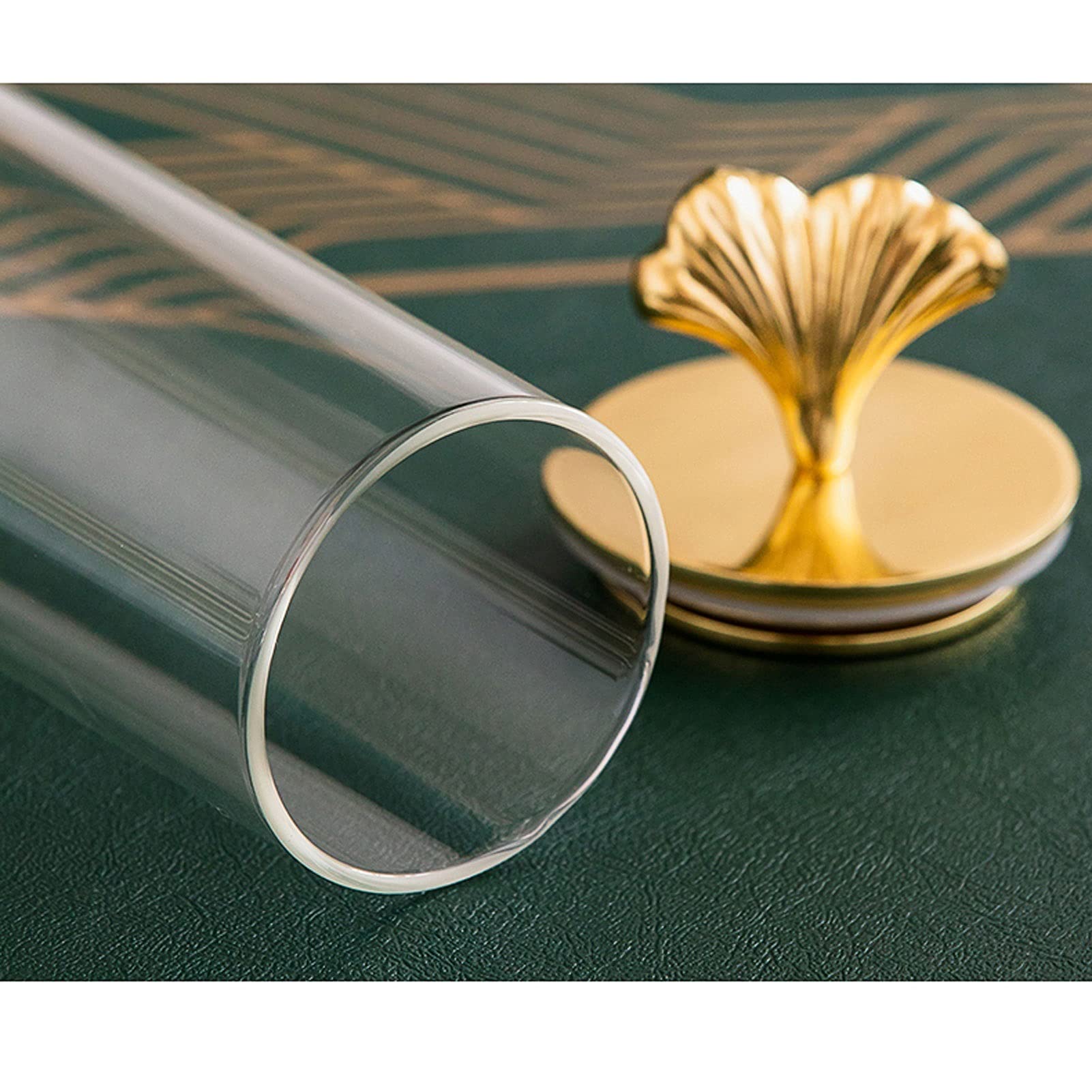 Botes para Alimentos Ginkgo Biloba Frascos de almacenamiento decorativos con tapa EUROPE GILDED CRAFT CRAFT Botella de cristal Dispensador de grano Sellado Bocadillos Jar Decoración del hogar Botes He