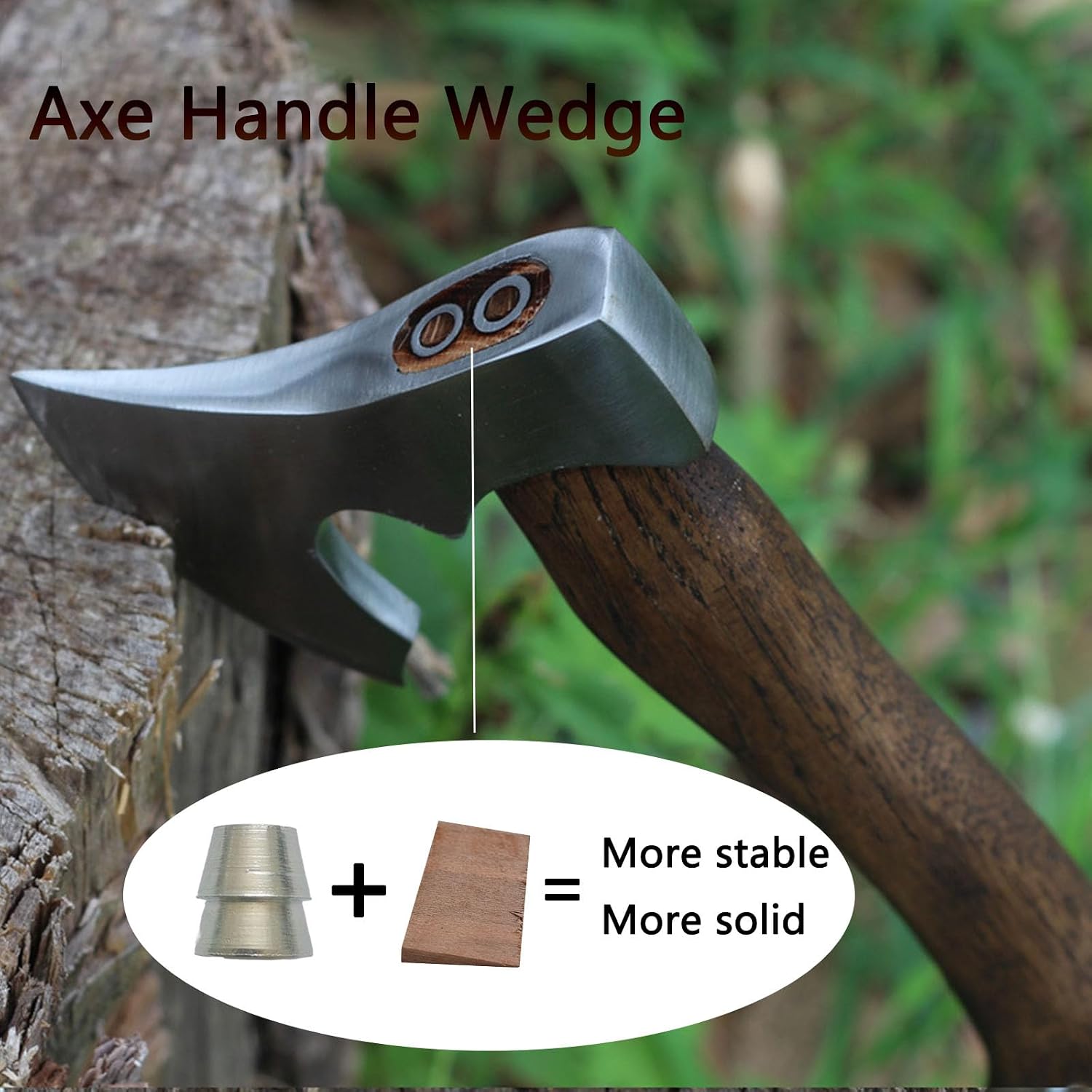 20 Pcs Safety Round Handle Wedges, Wood & Metal Wedges Handle Metal Wedge Hammer Handle Steel Wedges Wedge Kit for Axe Claw Hammer Sledge