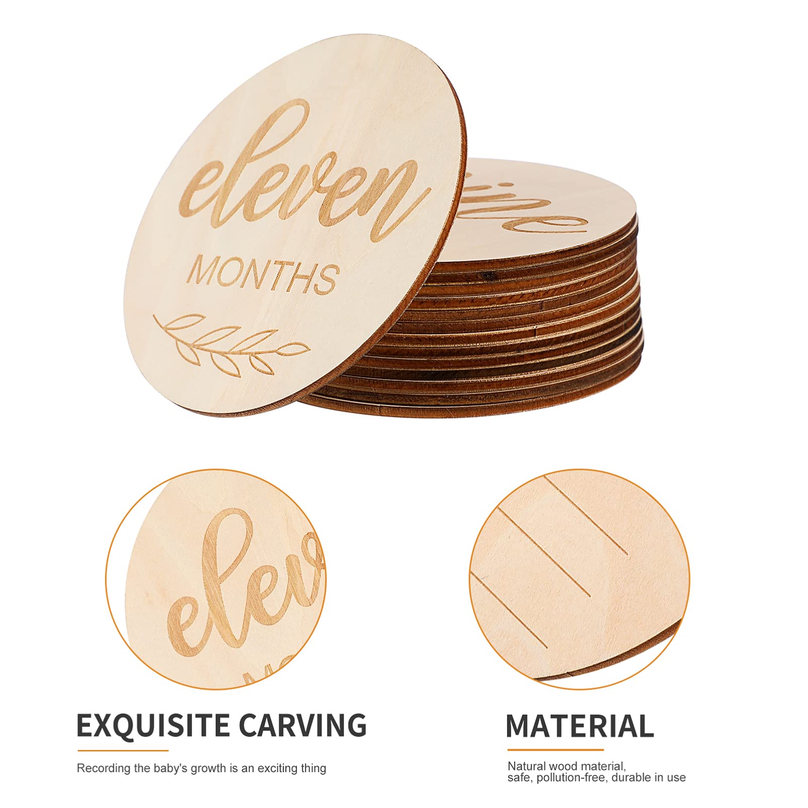 Wooden Monthly Photo Props Baby Milestone Cards - 26 With Storage Bag ...