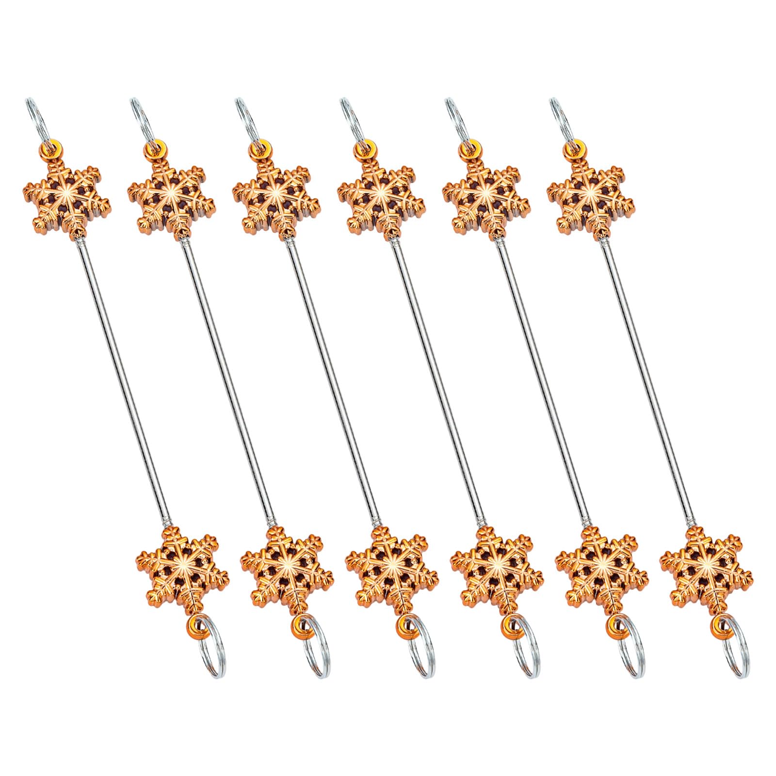 Jazuaiao 6PCS Snowflake Christmas Decorations with Beading Set Sturdy Metal Hanging for Festival Snowflake Party Decors Metal Hangings