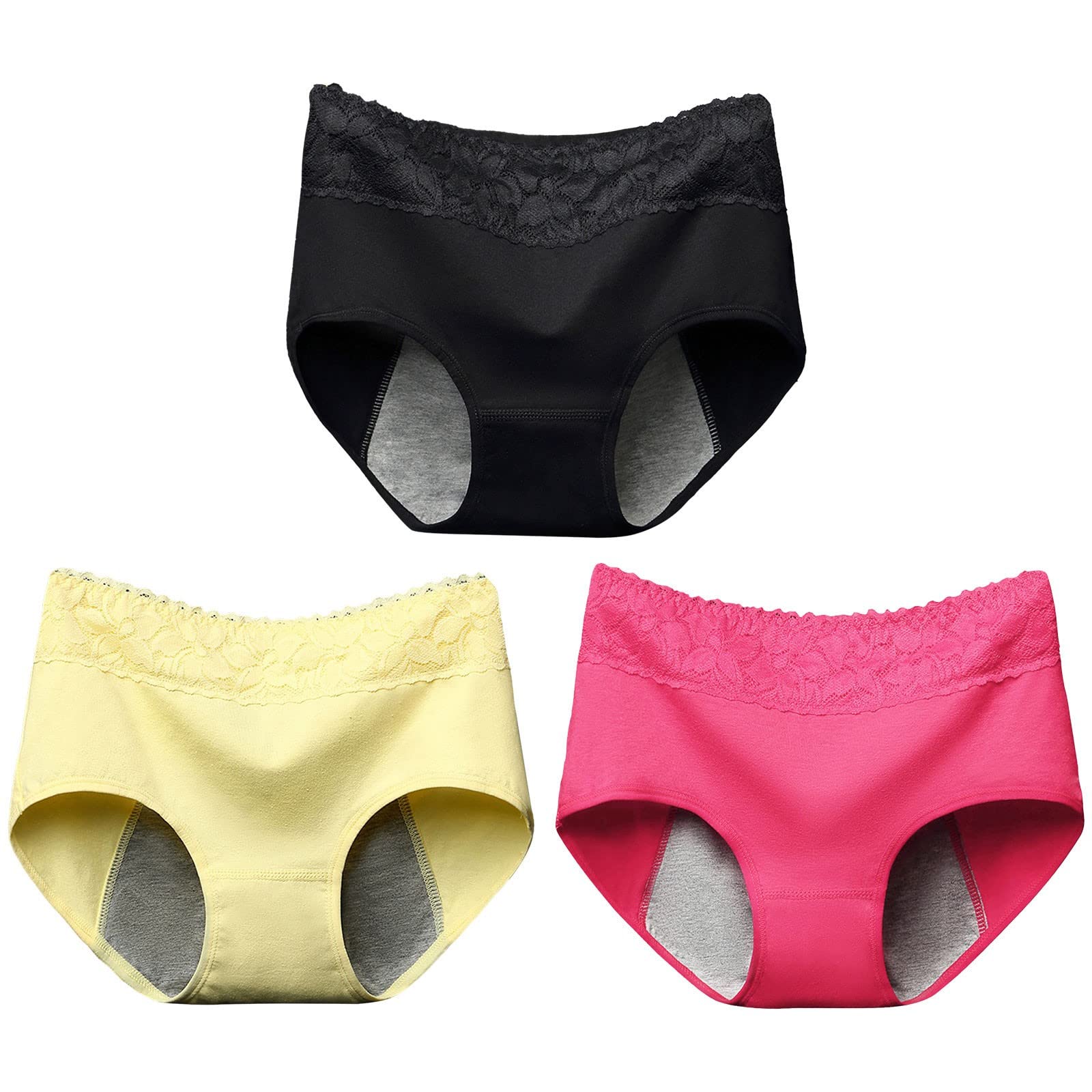 QHQQXN Generisch Damen Höschen Unterwäsche Slips Frauen 3-teilige Menstruationsunterwäsche für Frauen Spitzenhöschen Slips Mittlere Taille Slips Spitze Damenunterwäsche