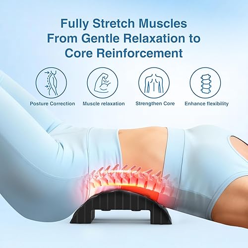 Miniatura 3 de Estirador de espalda para aliviar el dolor de espalda baja, dispositivo de tracción lumbar y cuello para descompresión espinal y relajación
