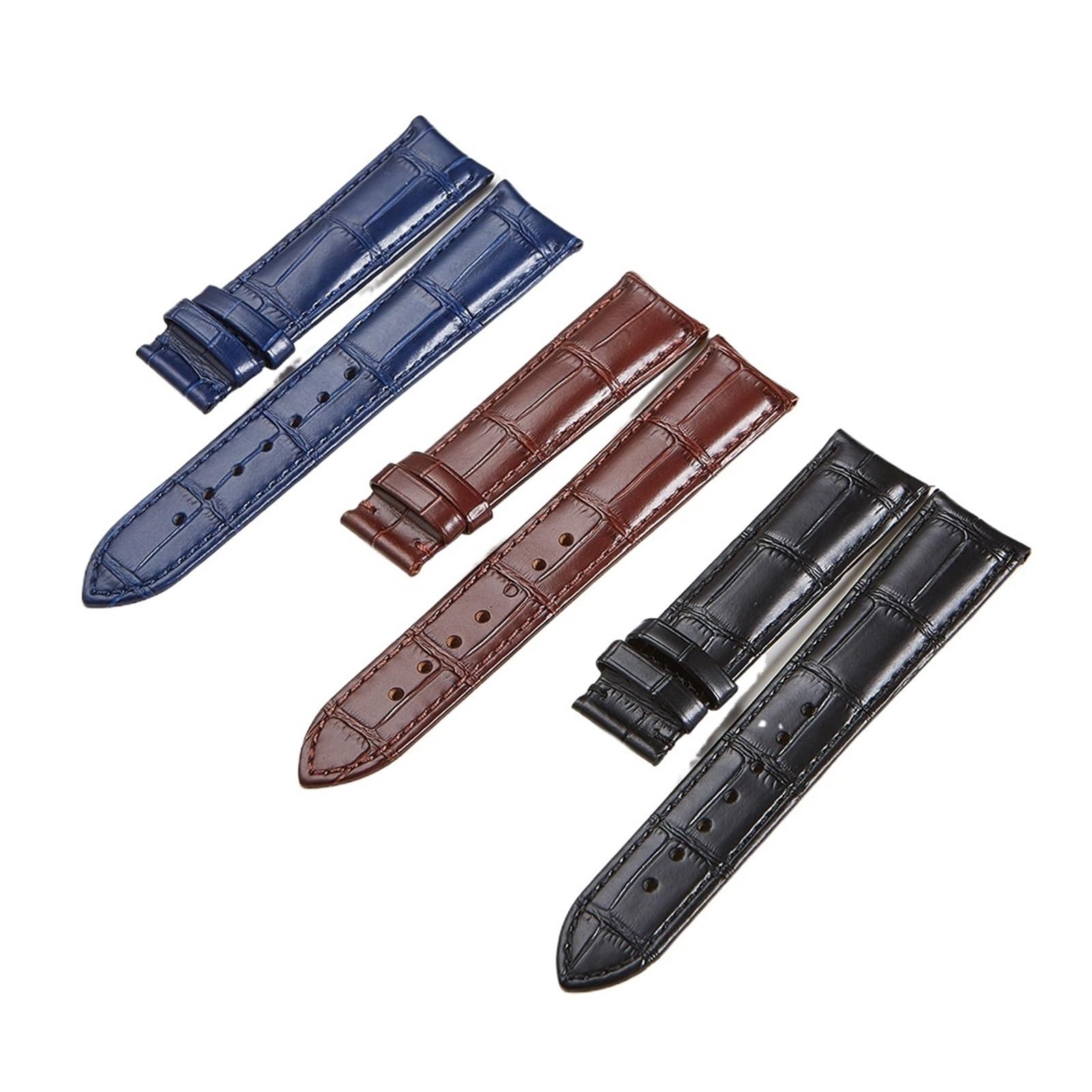 SUNJIA Cinturino per orologio in pelle con estremità ad arco, 19 mm, 20 mm, 21 mm, 22 m, adattatore con estremità curva, fibbia in acciaio