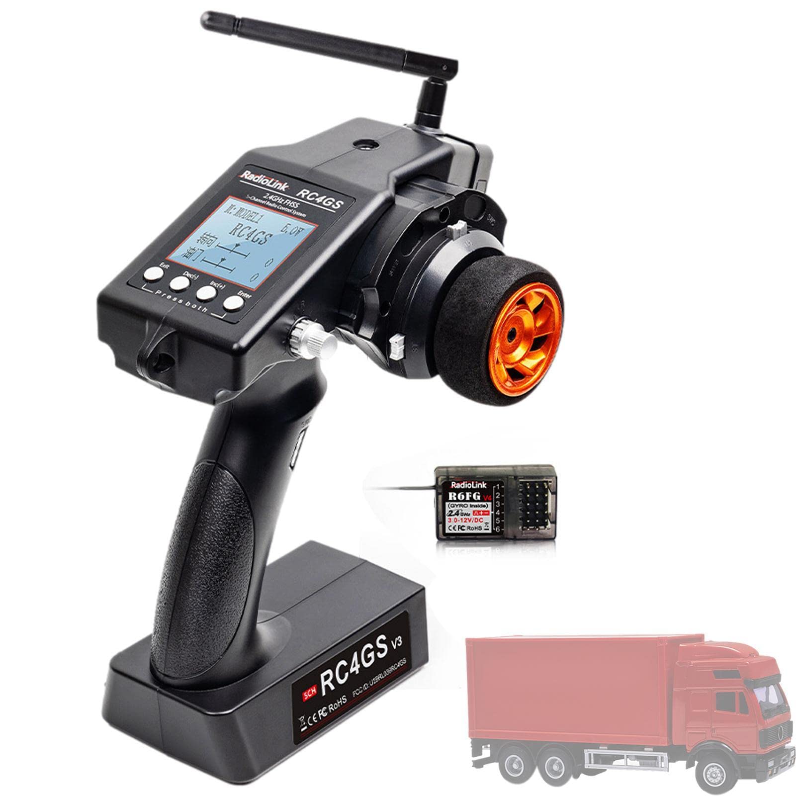 Radiolink RC4GS V3 7 Channels,RC Transmitter and R6FG Gyro Receiver | Voltage Telemetry, 30 Models Storage Remote Radio Controller Nedyet