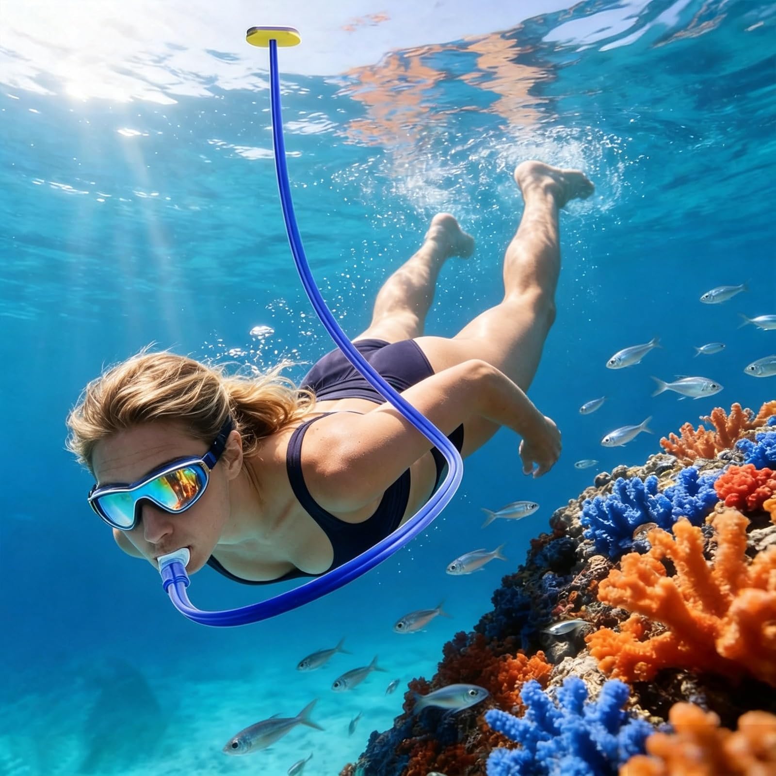 Tubo De Respiración De Snorkel Completamente Seco, Snorkel Extendido Cómodo | Con Cabezal Flotante, Ligero y Portátil, para Entrenamiento de Snorkel