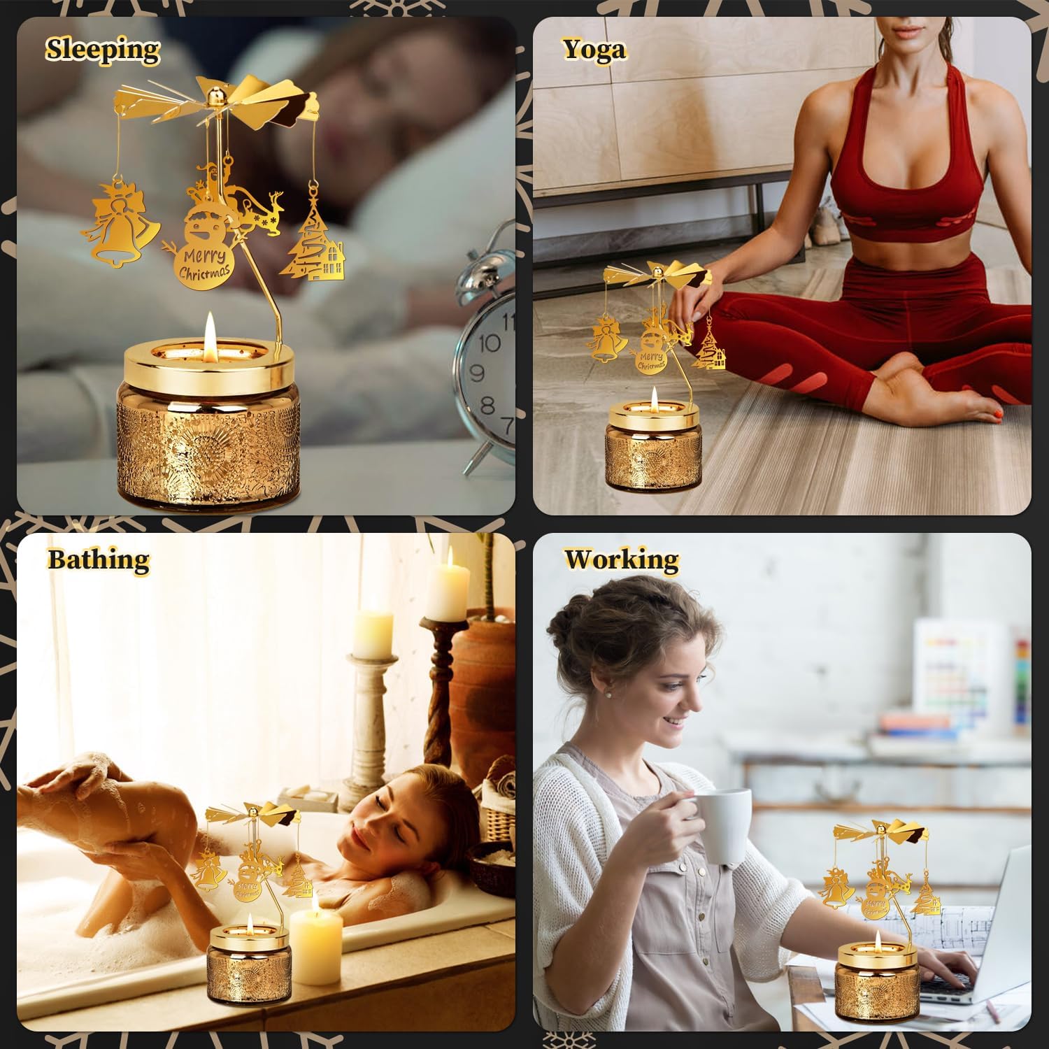 Nialnant クリスマス香り付きキャンドルギフト テーブルデコレーション、ホームパーティールームホリデー、面白い回転香り付きキャ