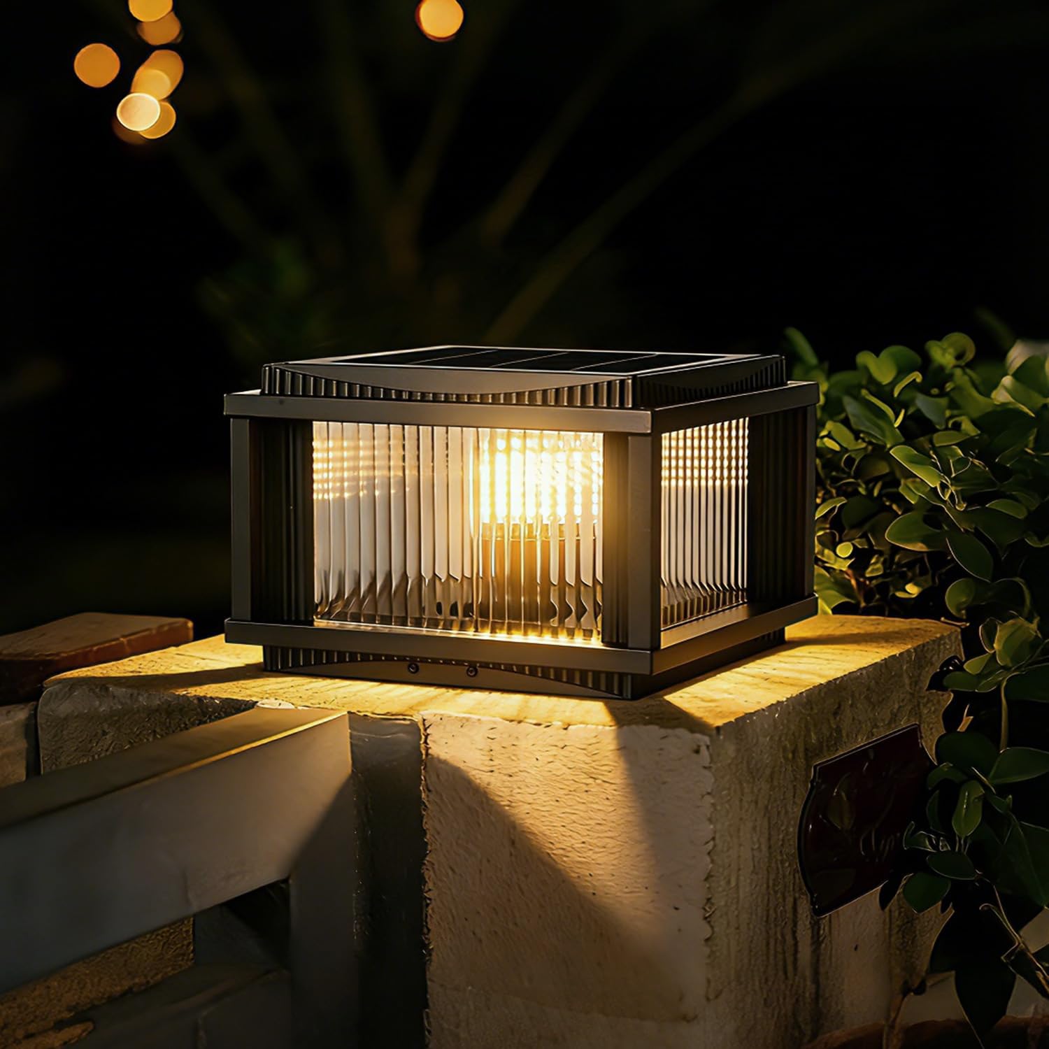 DAHGEO Solar Column Light Outdoor, Cast Aluminum LED IP65 Waterproof 10x10 Outdoor Pillar Lighting, Exterior Column Lamp Lanterns, Luxury Modern Post