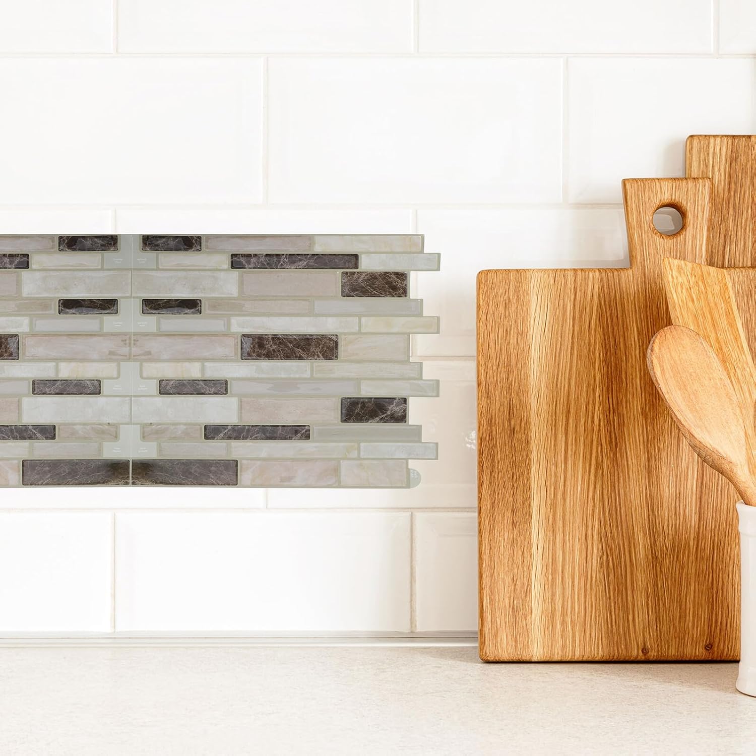 DOITOOL 10pcs Marble Pattern PVC Wall Stickers Removable Waterproof Self-Adhesive Tile Decals Oil-Proof for Kitchen and Bathroom Walls 30.5x30.5cm