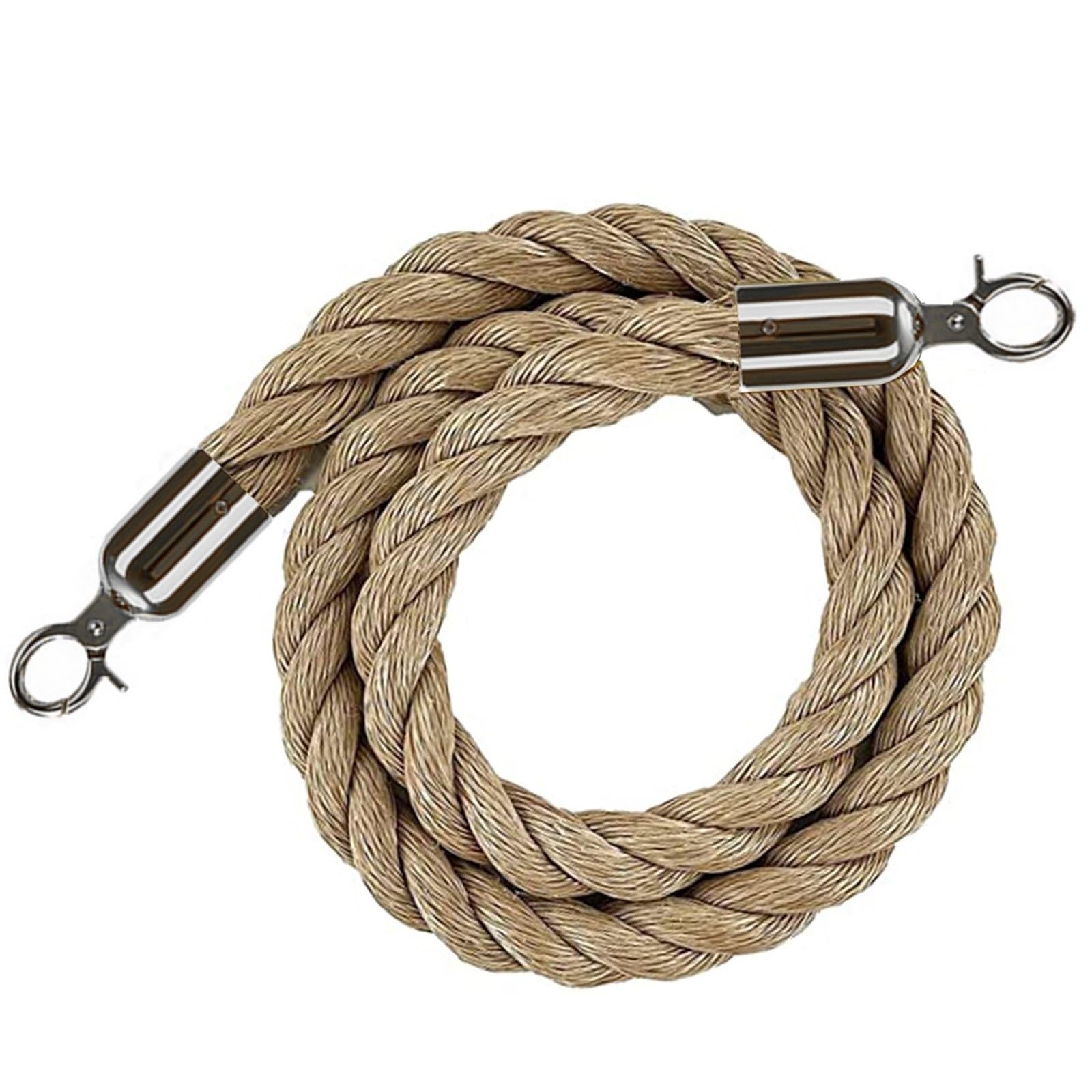 GDMDPTE Hemp Rope Safety Barriers with Polished Carabiners Braided Rope for Queue Management Premium Demarcation Posts Ideal for Event Control and Crowd Management