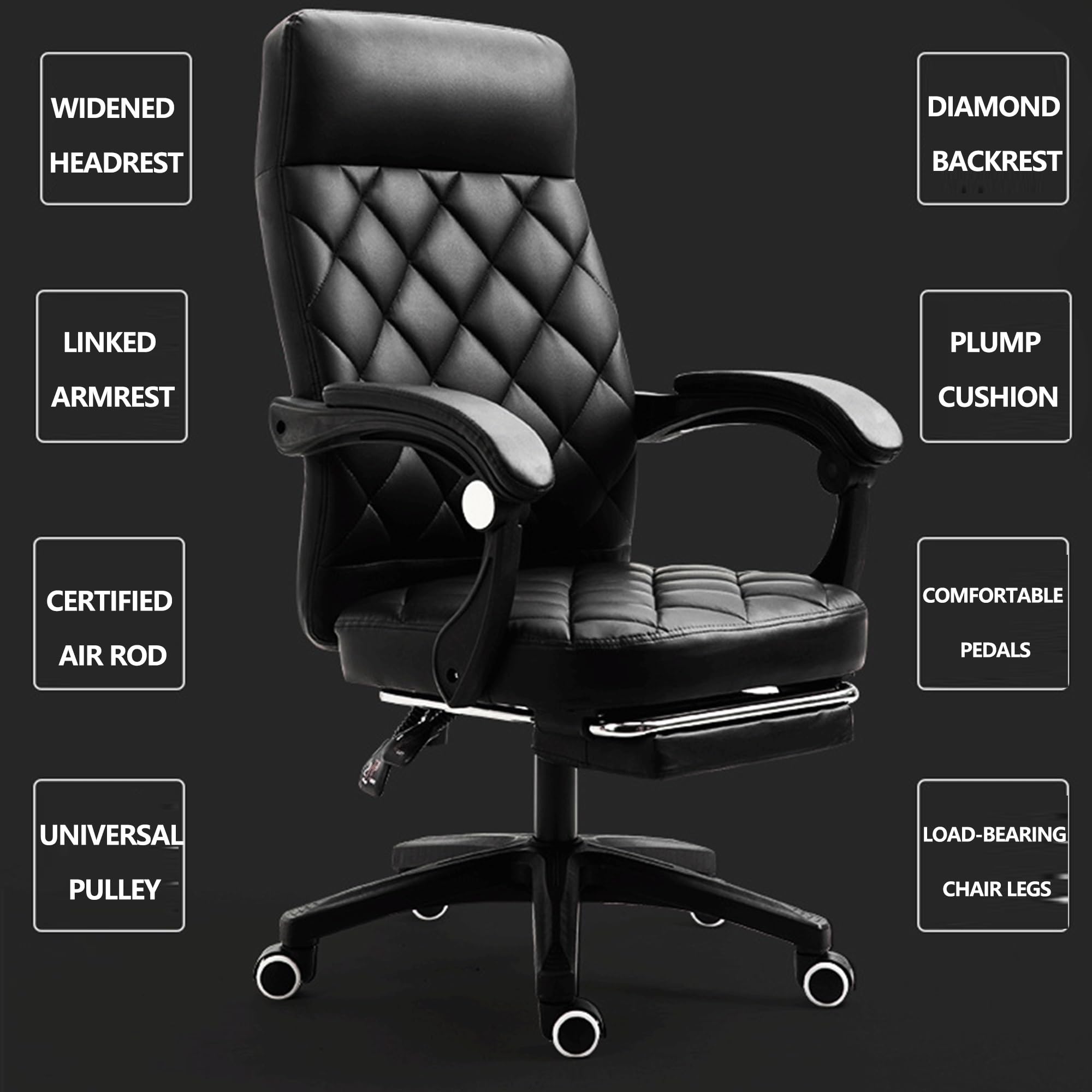Ergonomiczne krzesło biurowe do gier z funkcją masażu i regulowanym zagłówkiem, wygodne, skórzane, obrotowe, do nauki, pracy i relaksu, do salonu, sypialni, hotelu, jadalni