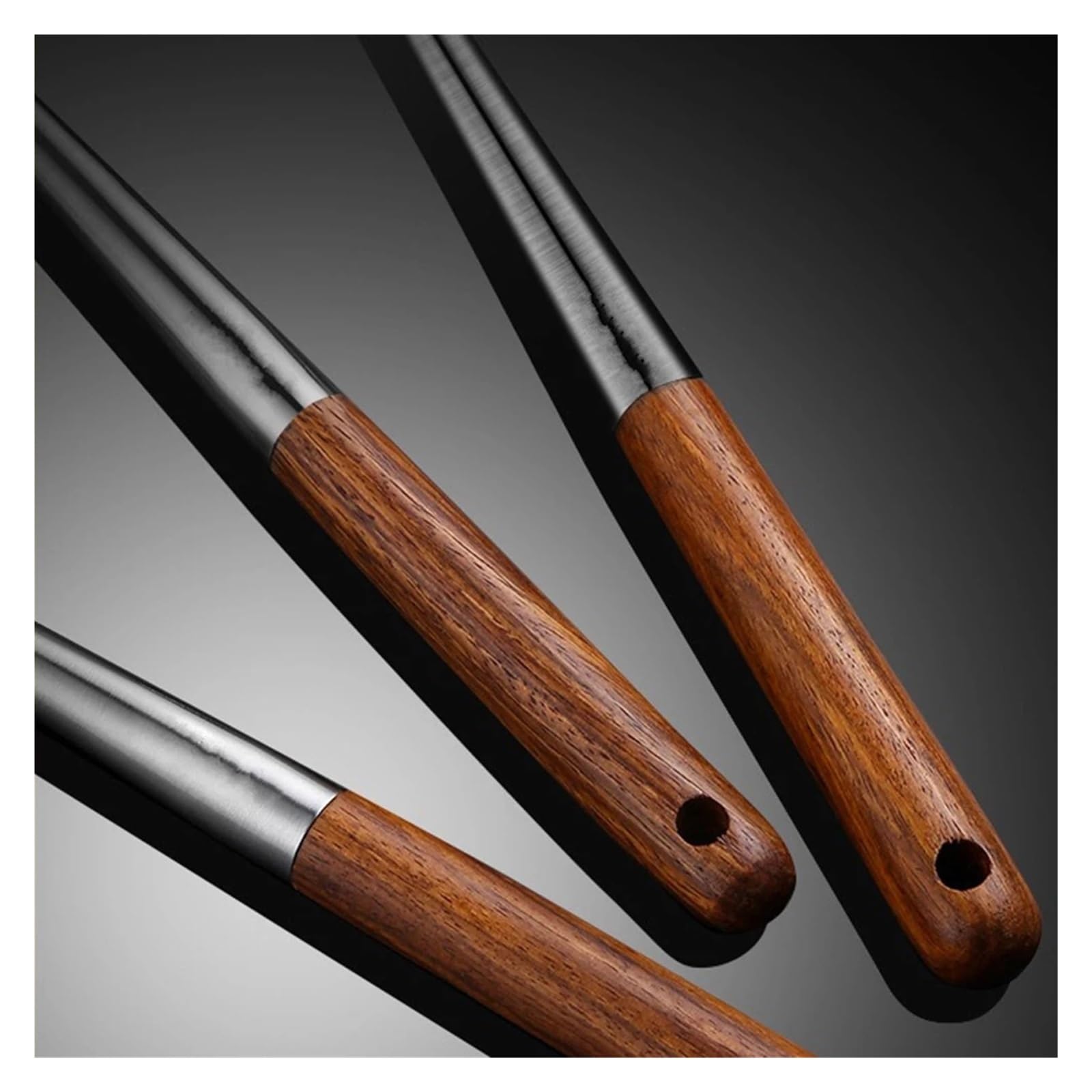 4 espátulas de acero inoxidable con mango de madera, cuchara de cocina, utensilios de cocina, utensilios de cocina, utensilios de cocina