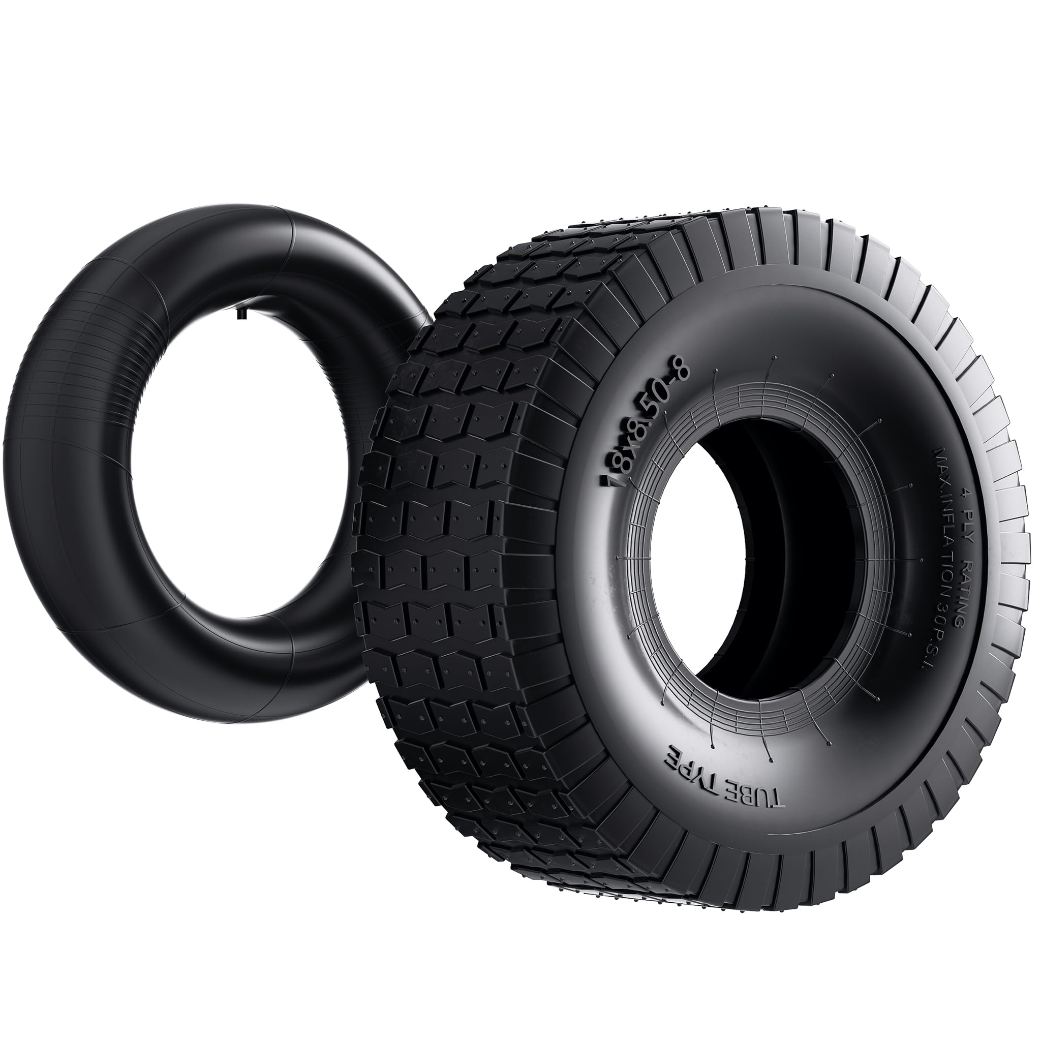 Wiltec Reifen für den Aufsitzmäher 18x8.50-8 4pr mit Schlauch und Winkelventil Komplettrad Rasentraktor