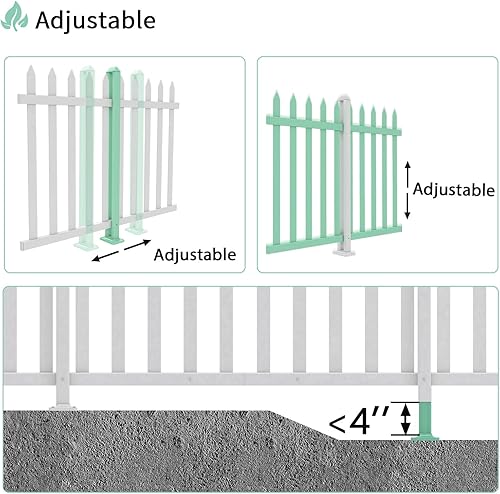 Miniatura 4 de Paneles de valla de piquetes, 2 juegos de 84 pulgadas de largo x 38.6 pulgadas de alto, valla de vinilo de PVC para jardín de patio delantero y