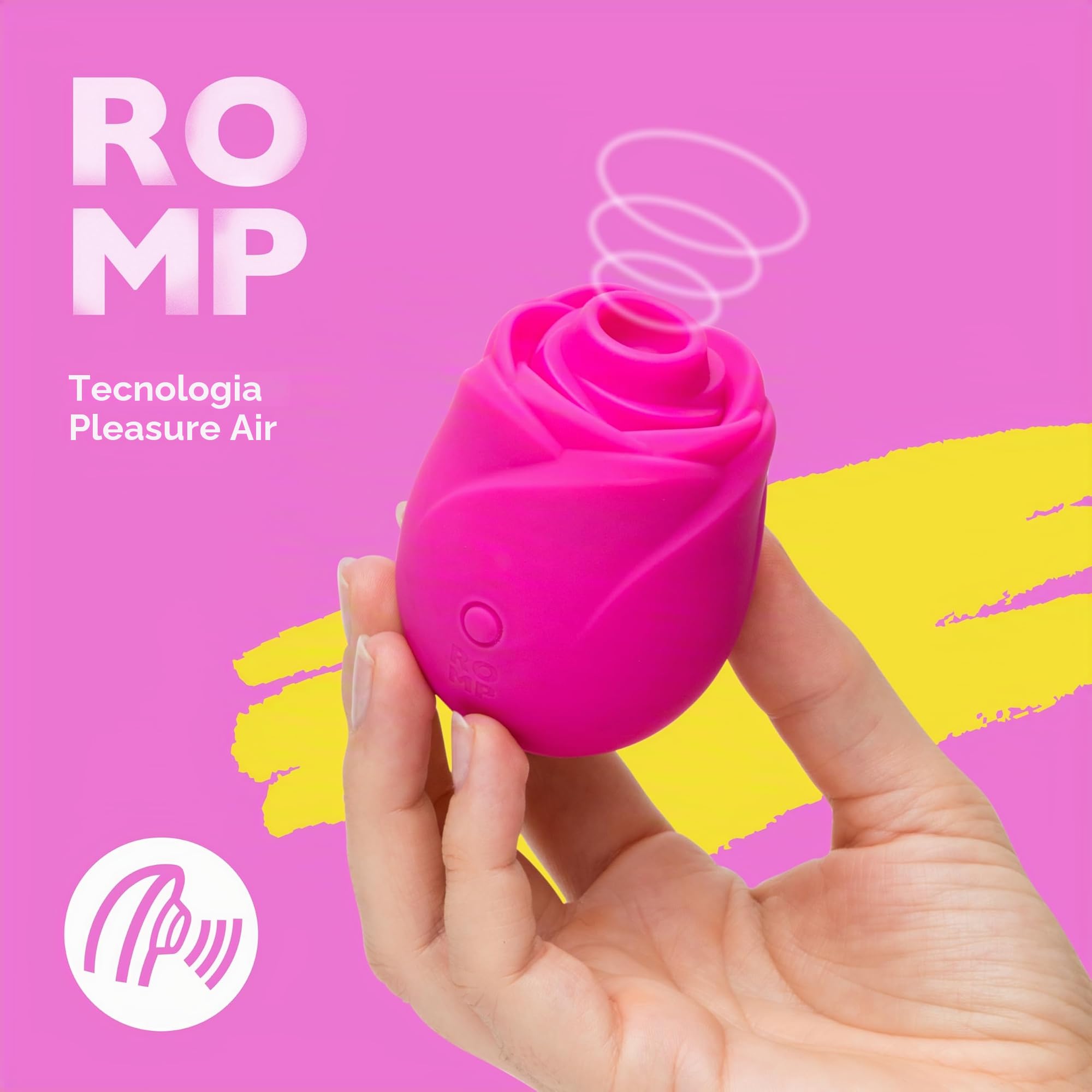ROMP Rose Succhia-Clitoride per Donna | Toy a Rosa con 6 Modalità di Vibrazione | Sex Toy a Suzione | Vibratore Ricaricabile e Impermeabile per Stimolazione e Piacere Femminile