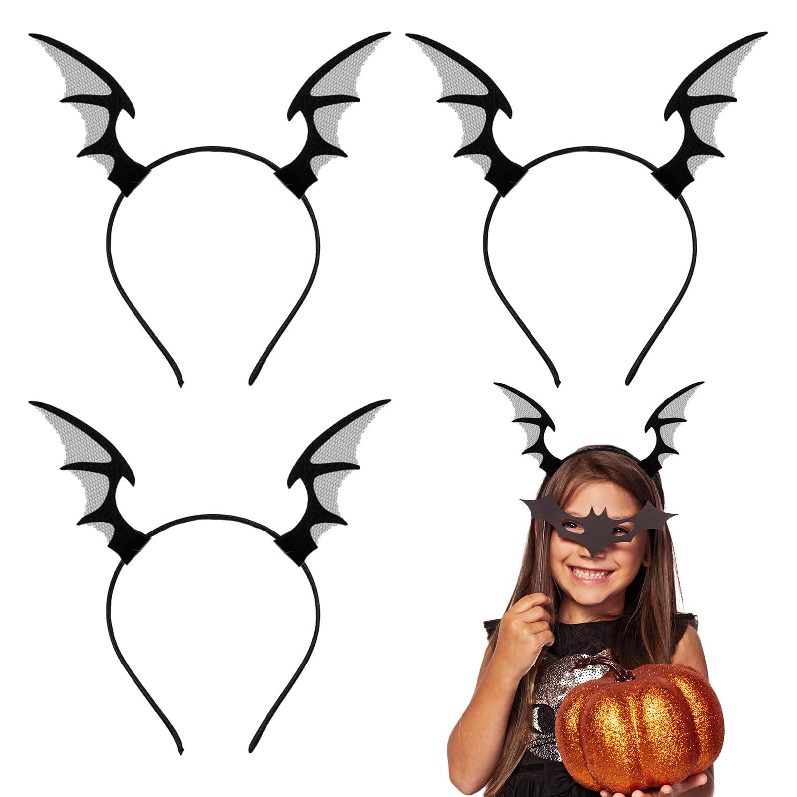 UILYNIU 3 PCS Halloween Headbands for Women Girls Black Spider Web Headband Bat Headbands Halloween Demon Headband Halloween Costume Accessory Headdress for Halloween Party Carnival (3Pcs
