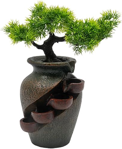 Vista 82 de Indoor Waterfall Fountain Tabletop Fountains with LED Lights,with Rolling Ball Atomizer,Lighted Illuminated Waterfall Indoor Small Rockery Desktop