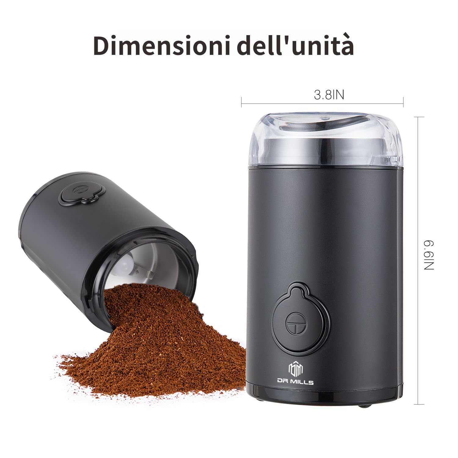 DR MILLS DM-7438 Moulin à épices et à café électrique, couteau, tasse sont en acier inoxydable SUS304