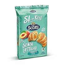 Riso Scotti – Si con Riso – Brioches Senza Lattosio con Farcitura alla Pesca – Merende Senza Lattosio, Senza Olio di Palma – 5 Monoporzioni