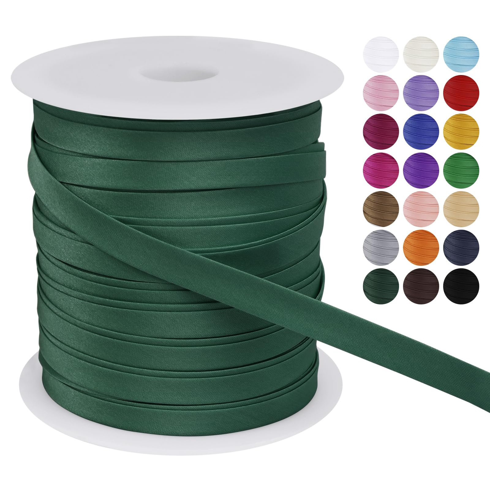 LEREATI Satin Bias Binding Tape for Sewing 2/5 Inch x 50m Sewing Bias Tape Double Fold