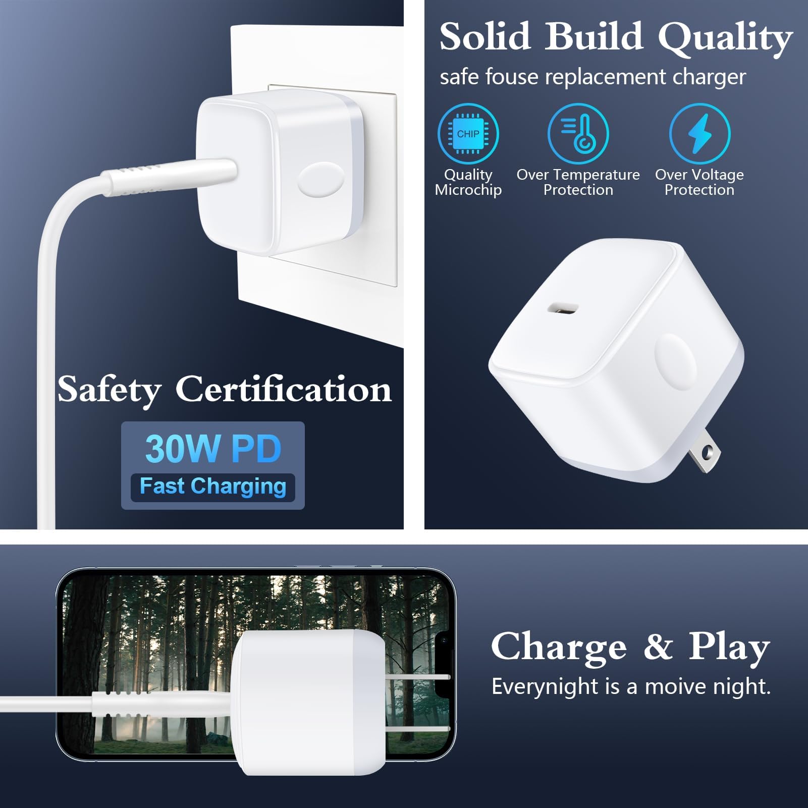 スマホアクセサリー 30W USB-C Charger Chargeur 30 w usb-c Amazon.com: Type C Block 30W USB C Super Fast Charging Wall