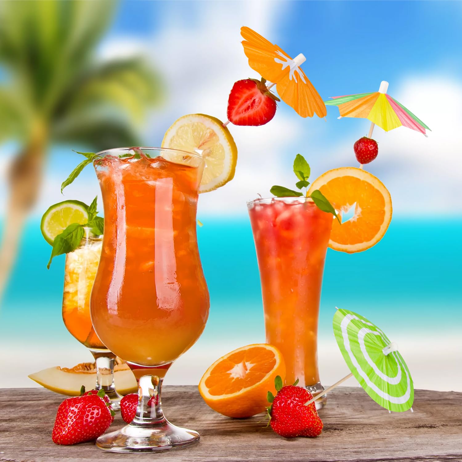 Paraguas para bebidas, 150 piezas de paraguas de cóctel para bebidas, paraguas para bebidas, palillos de cóctel, barras Tiki, plato de frutas y fiesta de cumpleaños, colores surtidos, 3 estilos