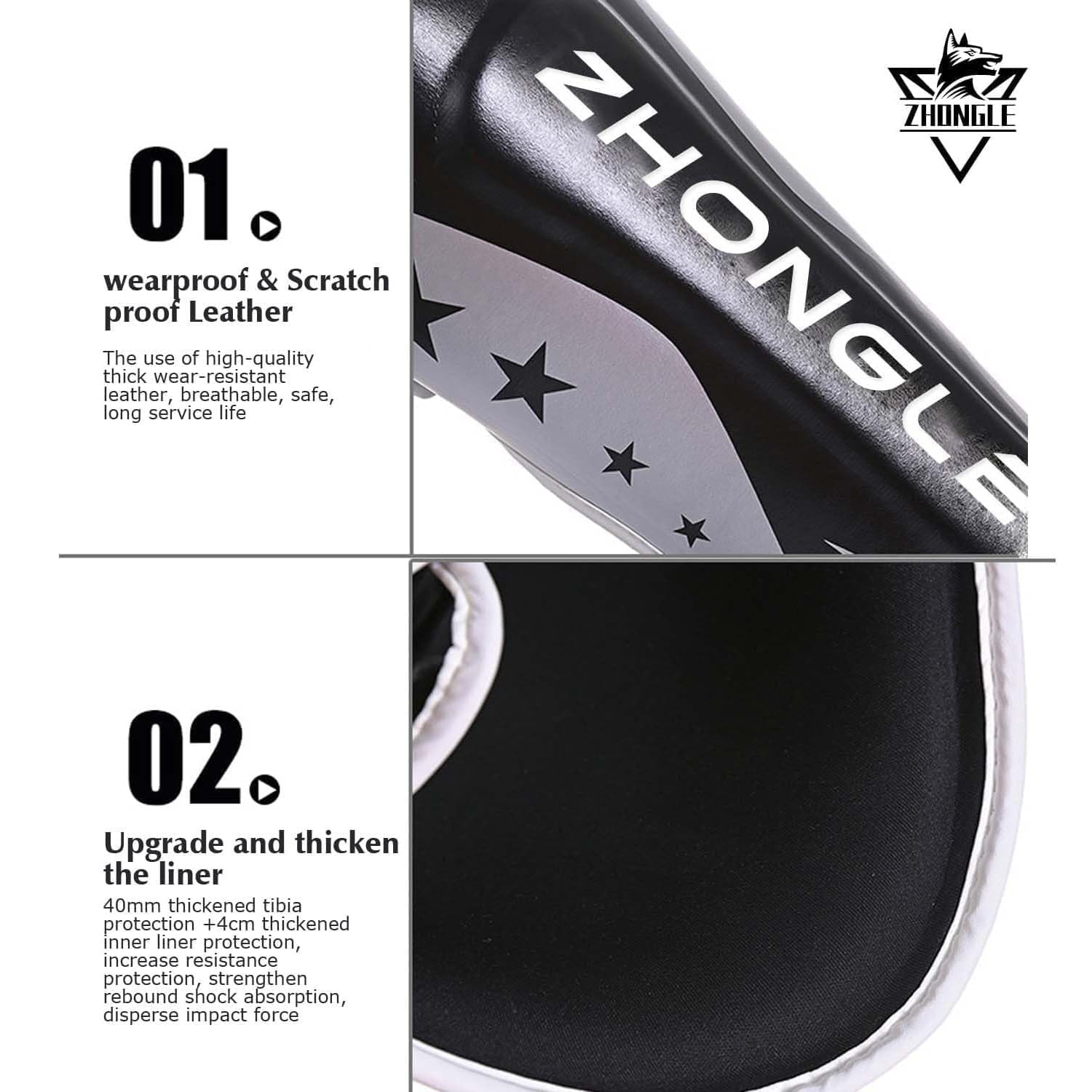 MMA Schienbeinschoner Professionell 12mm – Verstellbare Beinschoner mit Ristschutz, PU-Leder Muay Thai Kickboxen Thaiboxen, Kampfsport Schienbeinschutz für Sparring Training Erwachsene